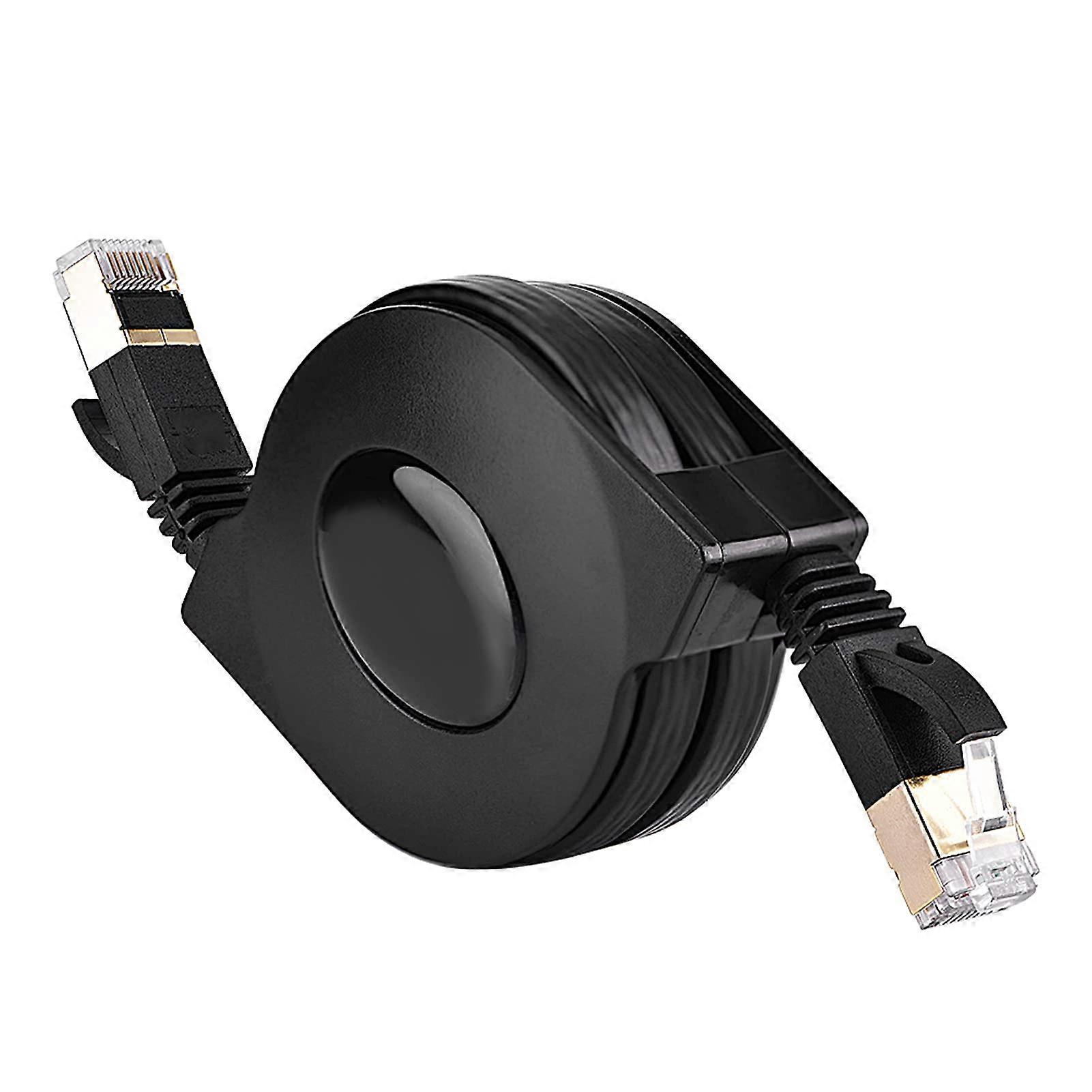 Retractable CAT7 RJ45 Network Cable, 600 MHz Bandwidth Cable with GoldPlated RJ45 Connector, Shielded Ethernet Cable for Router