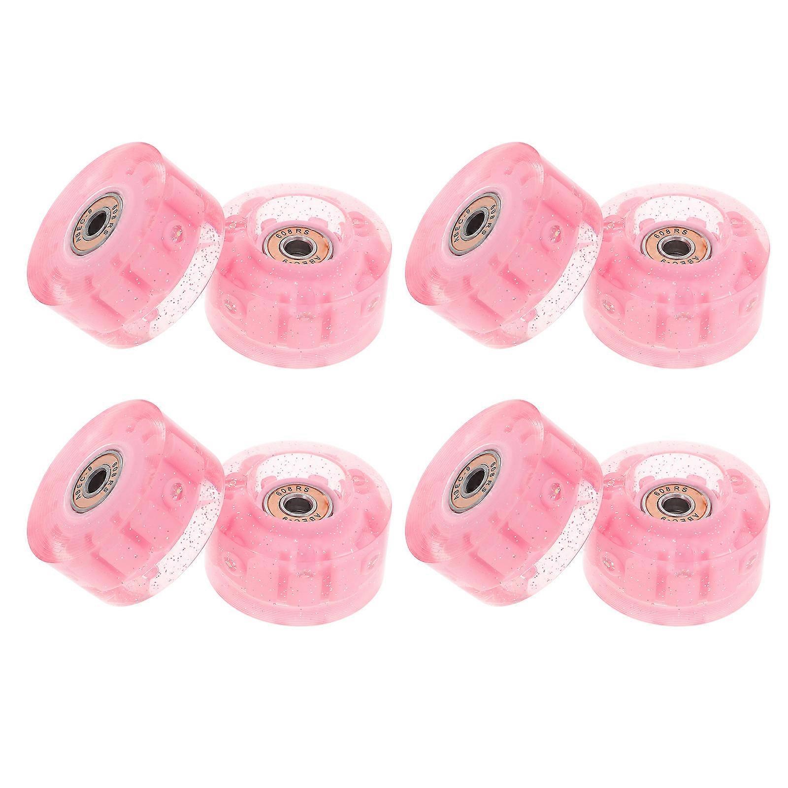 8pcs Light Up Roller Skate Wheels with Bearings & Wrench – Durable PU Quad Wheels for Indoor/Outdoor Skating, Wear Resistant & Eye Catching