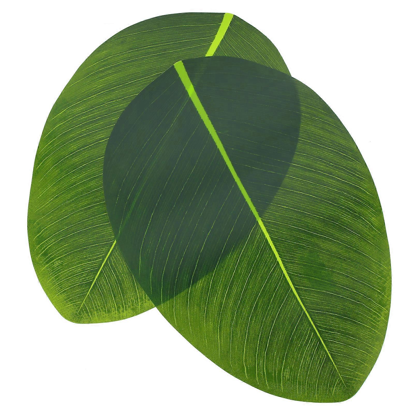 Green PEVA Table Mats with Non-slip Leaf Design for Decoration 2 Pcs Heat Insulation Mat