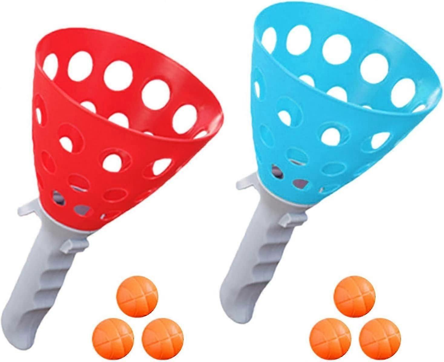 Pop and Catch Game - Catch Ball Game Set - Wear-Resistant Beach Game with Launch Button, 2 Catch Baskets and 6 Balls for Hand-Eye Coordination