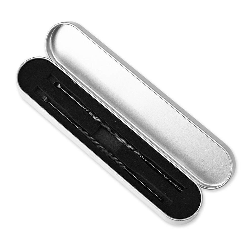 Stainless Steel Doubleend Ear Spoon for Cleaning Use Portable and Lightweight Black 2 Pcs