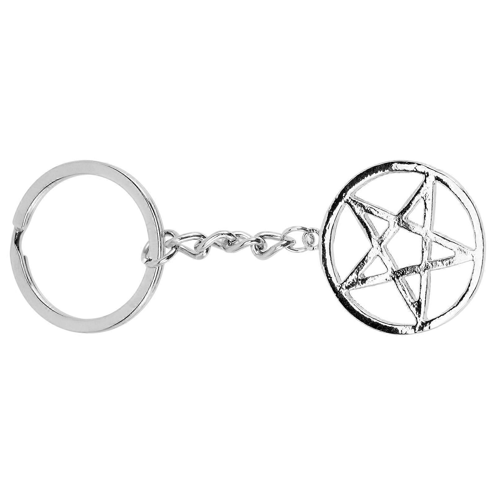 2pcs Pentacle Pendant Five Pointed Star Key Chain DIY Bag Hanging Charm Pentagram Keyring