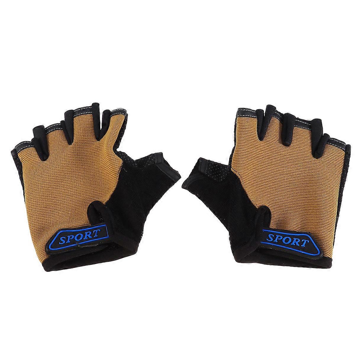 Açık Hava Sporları Kullanımı için Yarım Parmak Tasarımlı Çocuk Bisiklet Eldivenleri Haki Tek Beden Çoğu Kişiye Uyar