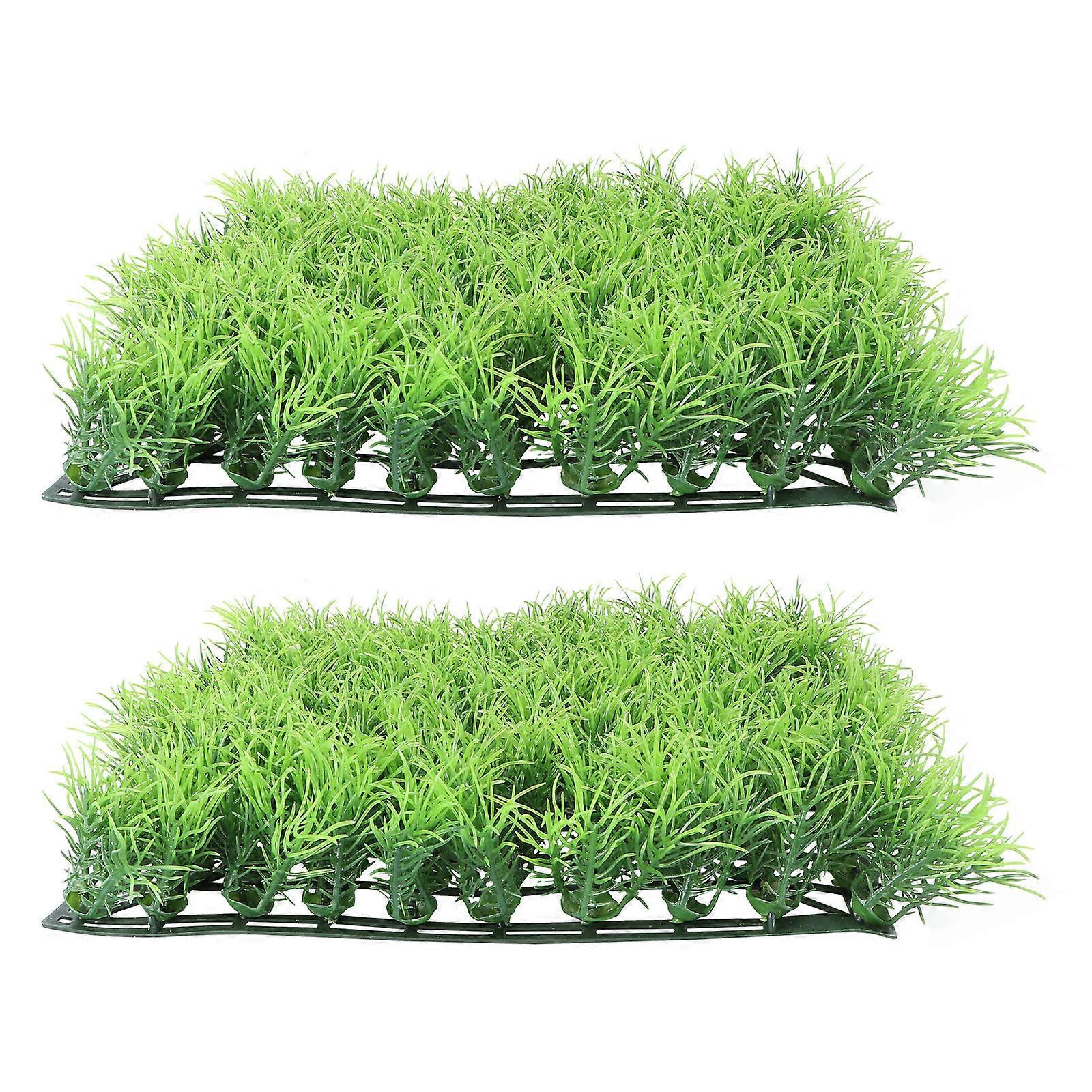 2Pcs Green Simulated Aquatic Grass Lawn Decor Plastic Floral Landscape