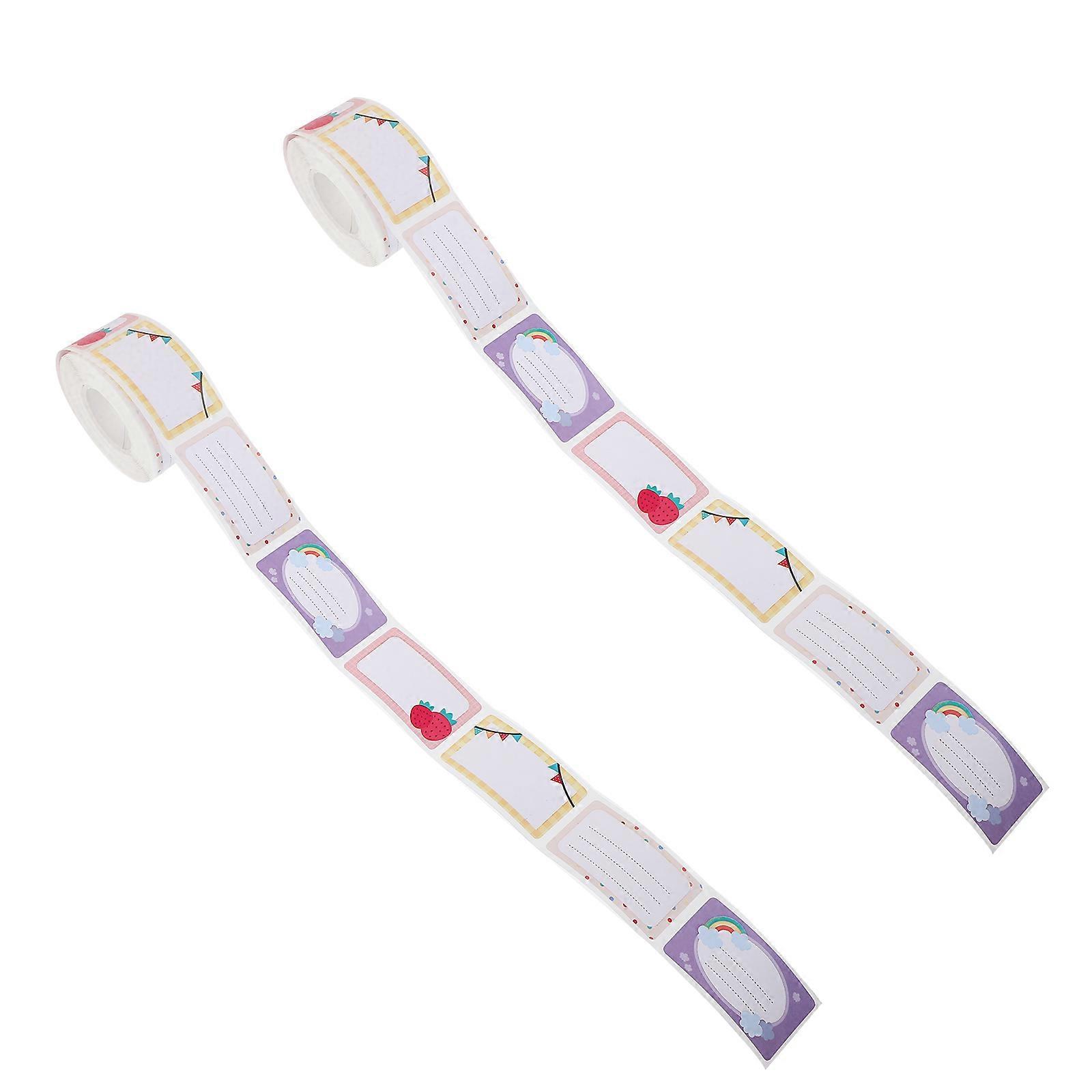 2 Rolls Multi Color Name Stickers for Students Easy to Use and Write on Daily Needs