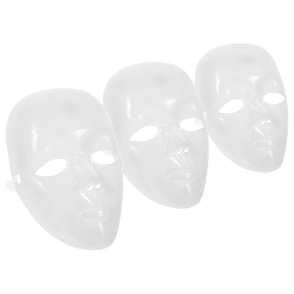 3pcs Blank White Masks for Halloween Cosplay, Masquerade & Party Props – Lightweight, Paintable & Easy to Carry for Themed Events