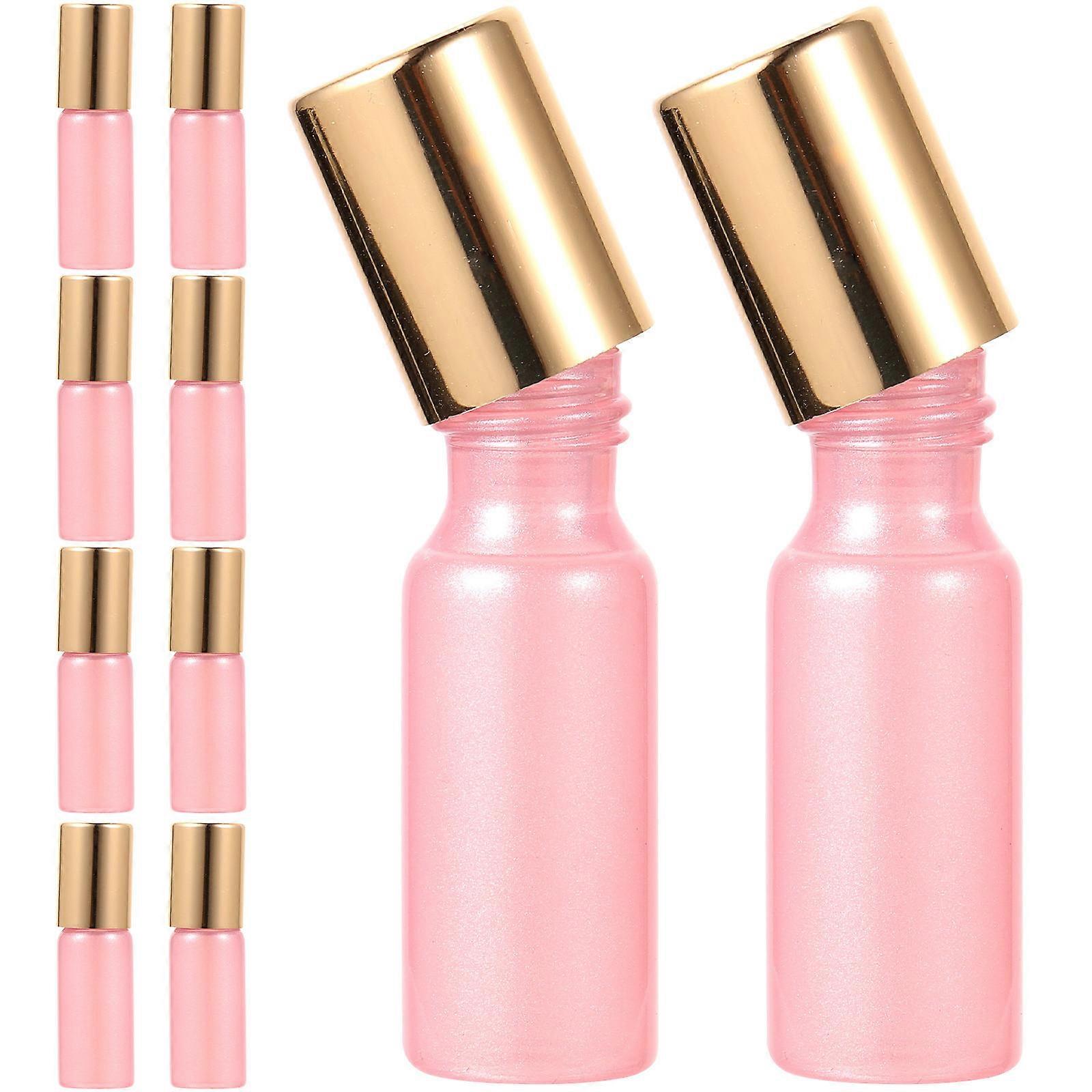 10pcs Glass Roller Bottles for Essential Oils and Perfume Pink Travel Size 10ml