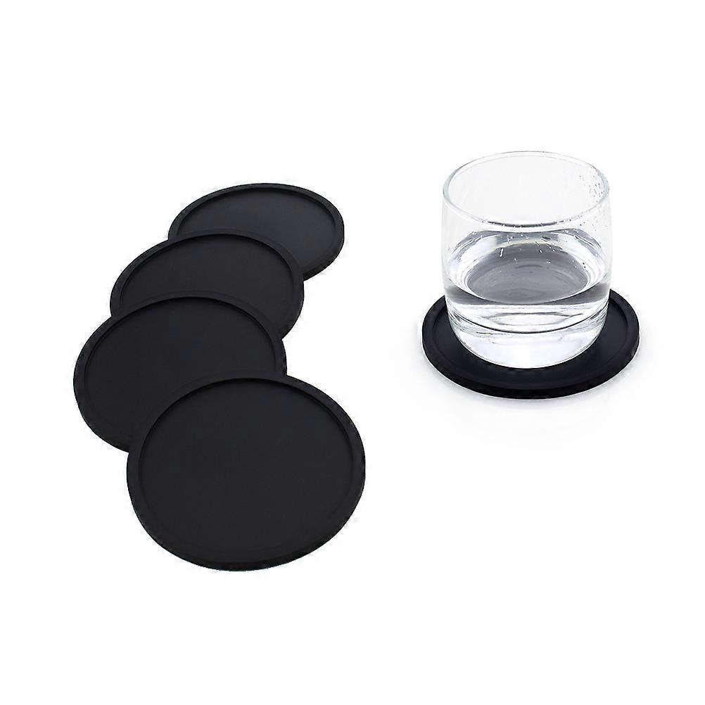 Silicone Drink Coasters for Protecting Table Black Nonslip Cup Mat Safe Pad Heat Resistant from 40 to 230 Celsius