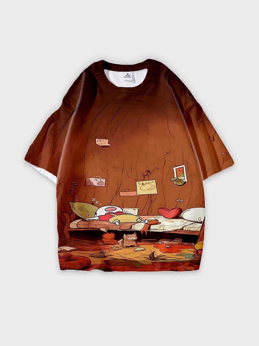 T-shirt girocollo Cartoon Pattern manica corta sciolta B1563