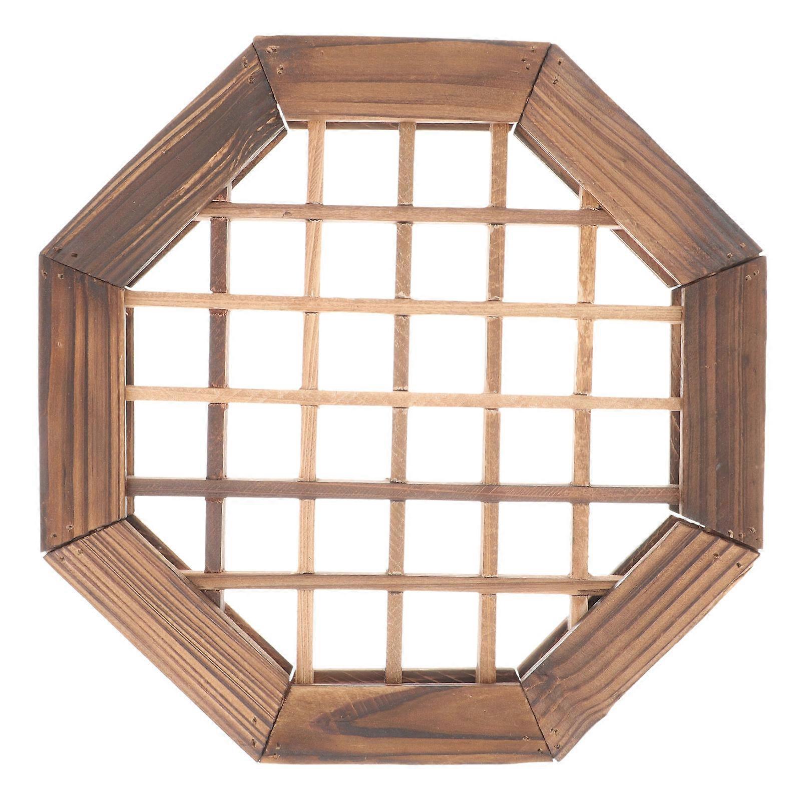Rustic Style Vintage Window Frame for Decor Light Brown Synthetic Material