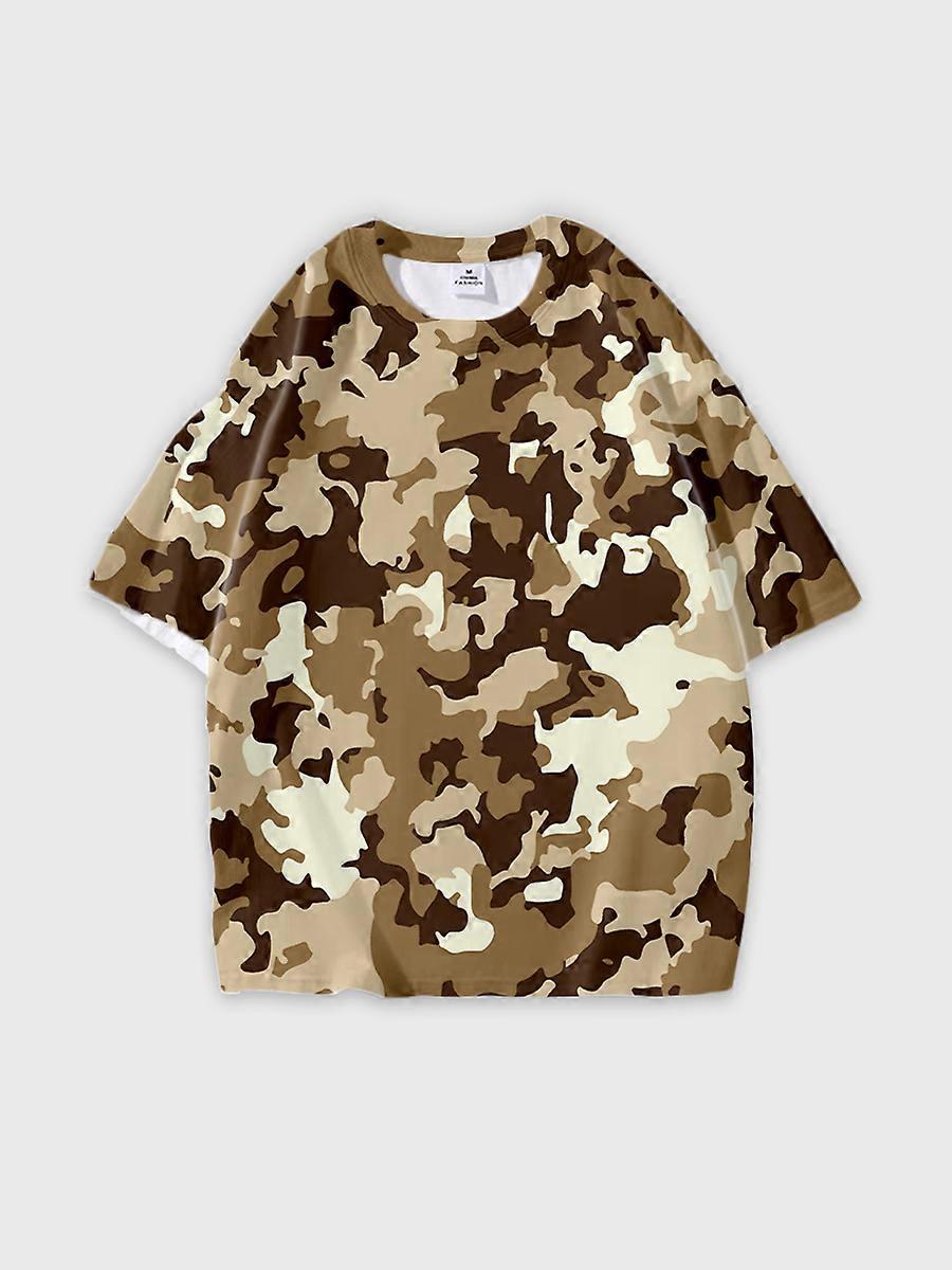 T-shirt round neck Pattern loose short sleeve O21