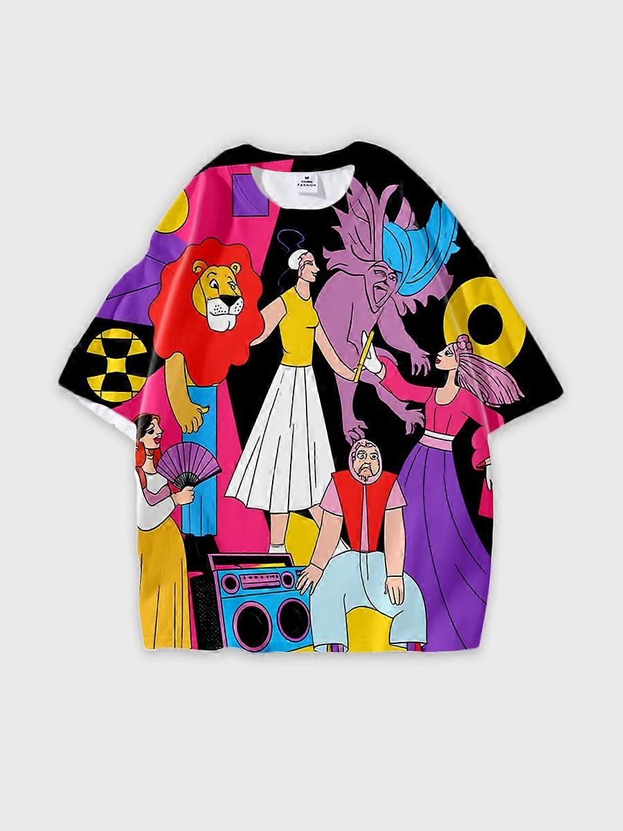 T-shirt round neck Pattern loose short sleeve N363