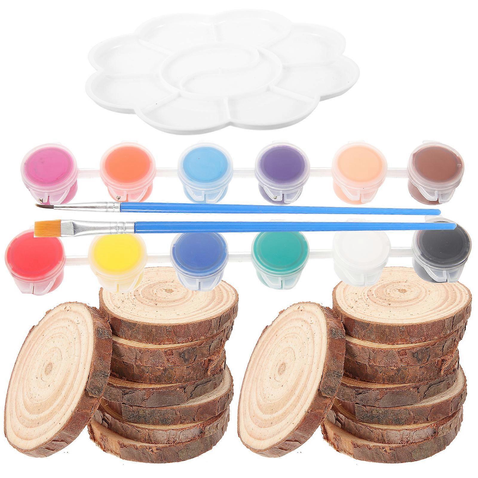 Round Craft Wood Pieces Natural Wood Slices For DIY Crafts Making 1 Set