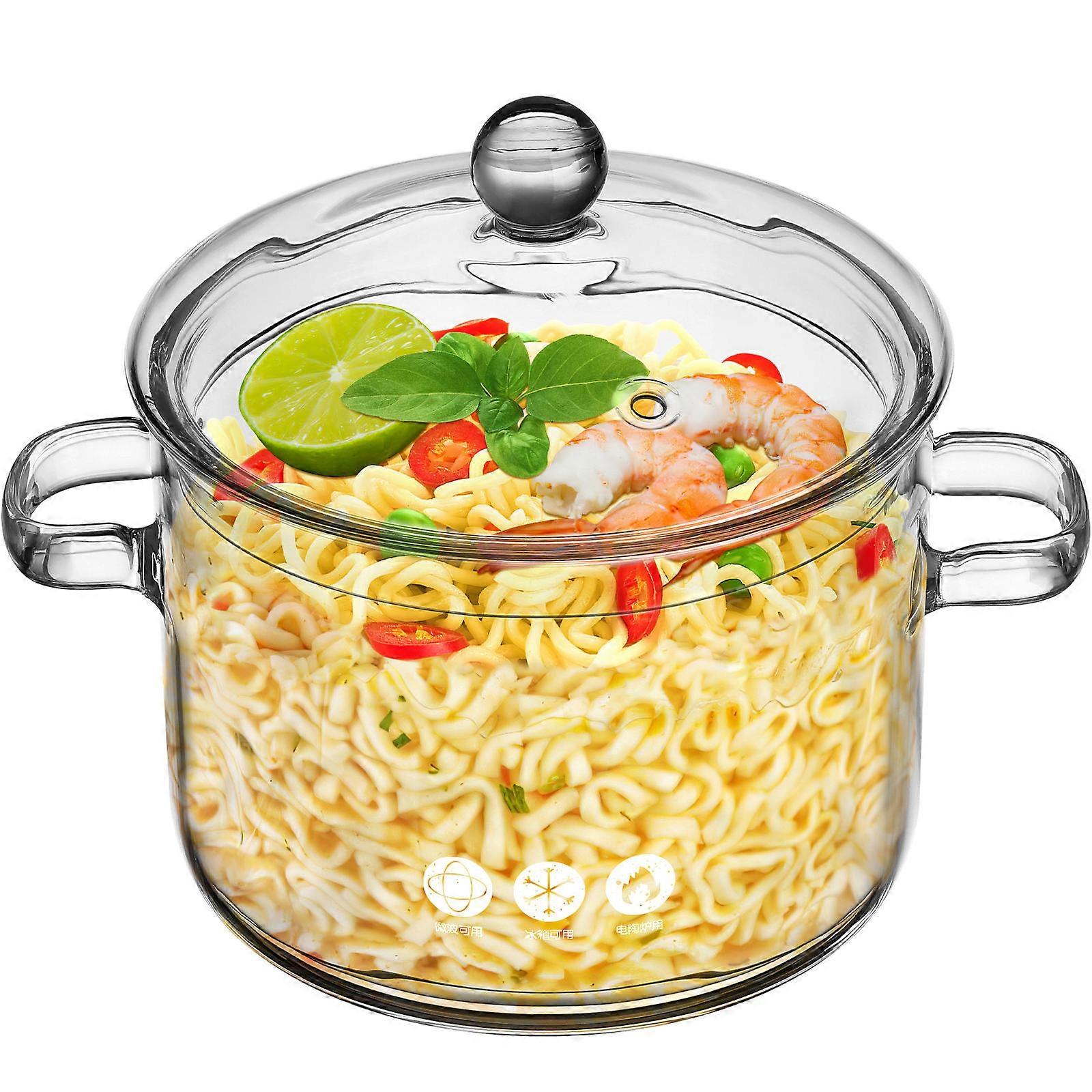 Glass Saucepan with Lid Stovetop Cooking Pot High Borosilicate Glass Cookware 1 Set