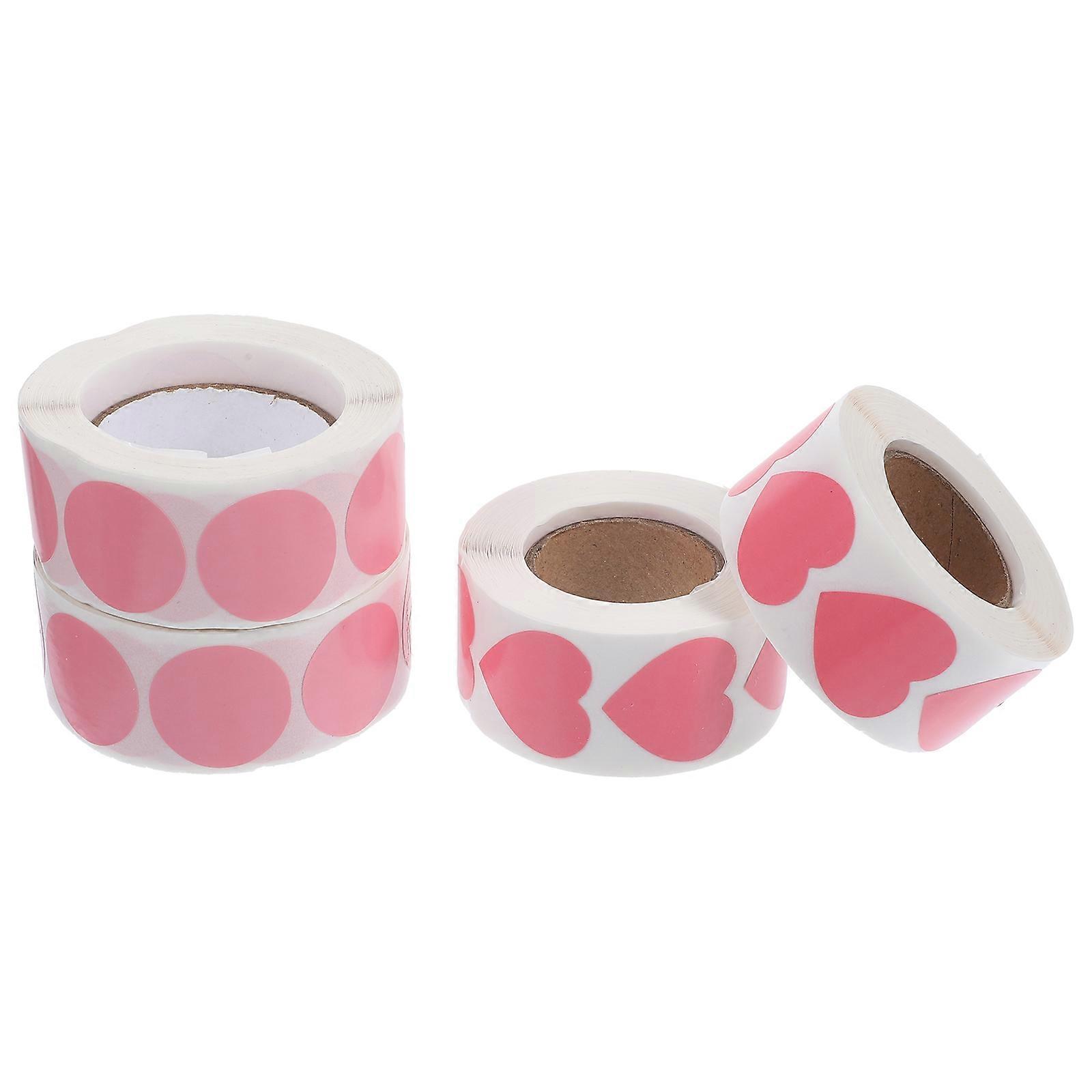 Seal Labels Stickers For Home Use 2.5x2.5x0.1cm Pink Self-Adhesive Decoration 4 Rolls