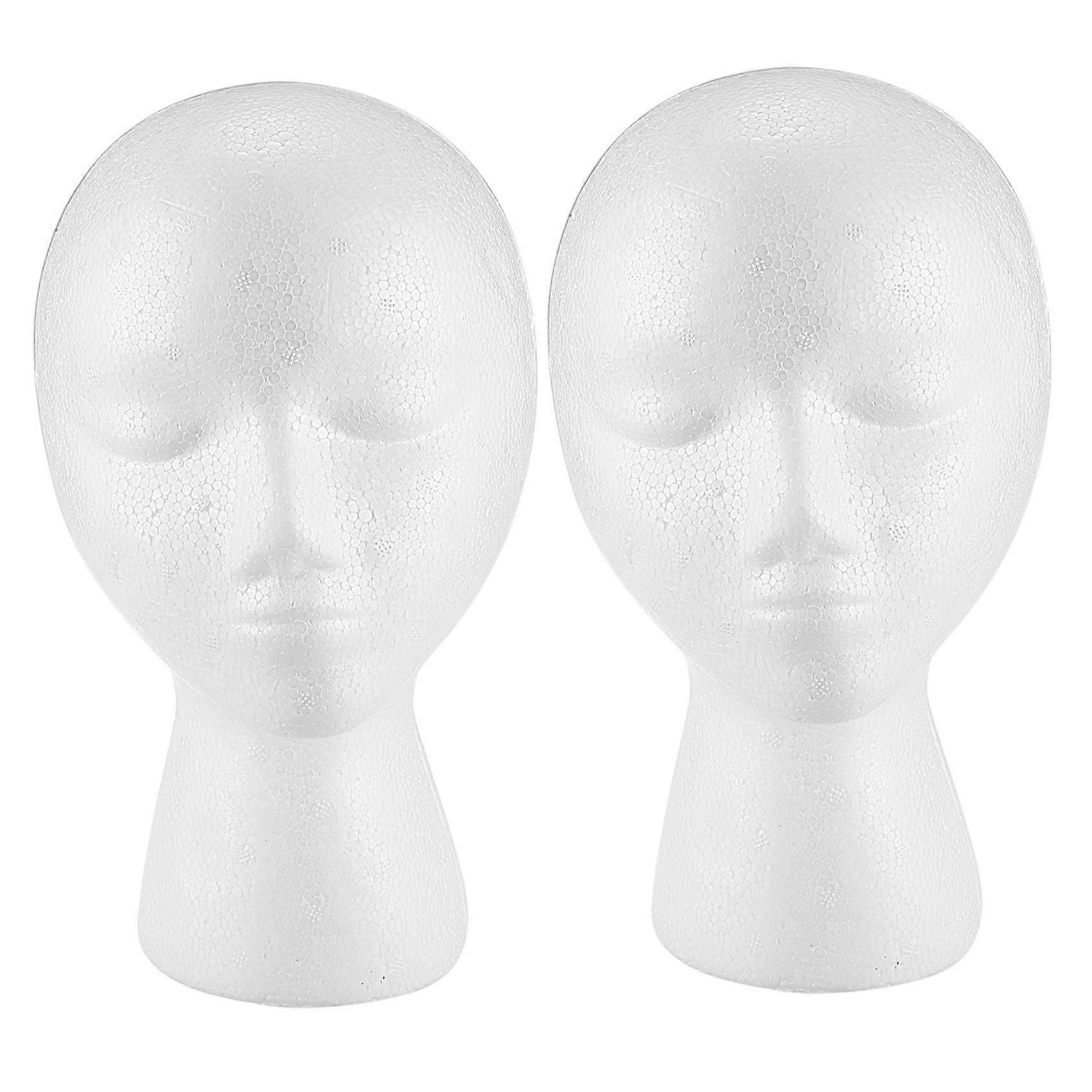 2X Foam Mannequin Wig Head Display Hat Cap Wig Holder White Foam Head