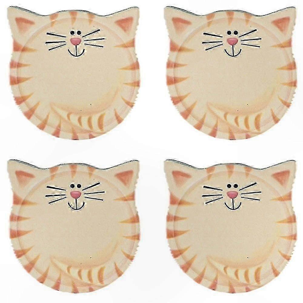 Cute Cat Design Ceramic Coasters for Beverages, Absorbent Drink Mats, Unique Present Idea