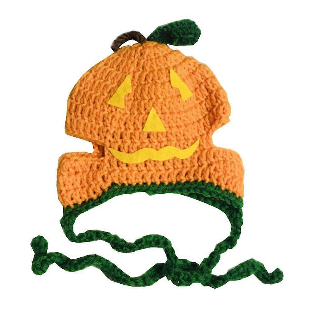 Pumpkin Pet Hat Dress-Up For Daily Wear Green Hand Knitted Design Ideal For Weekend Parties In 1Set