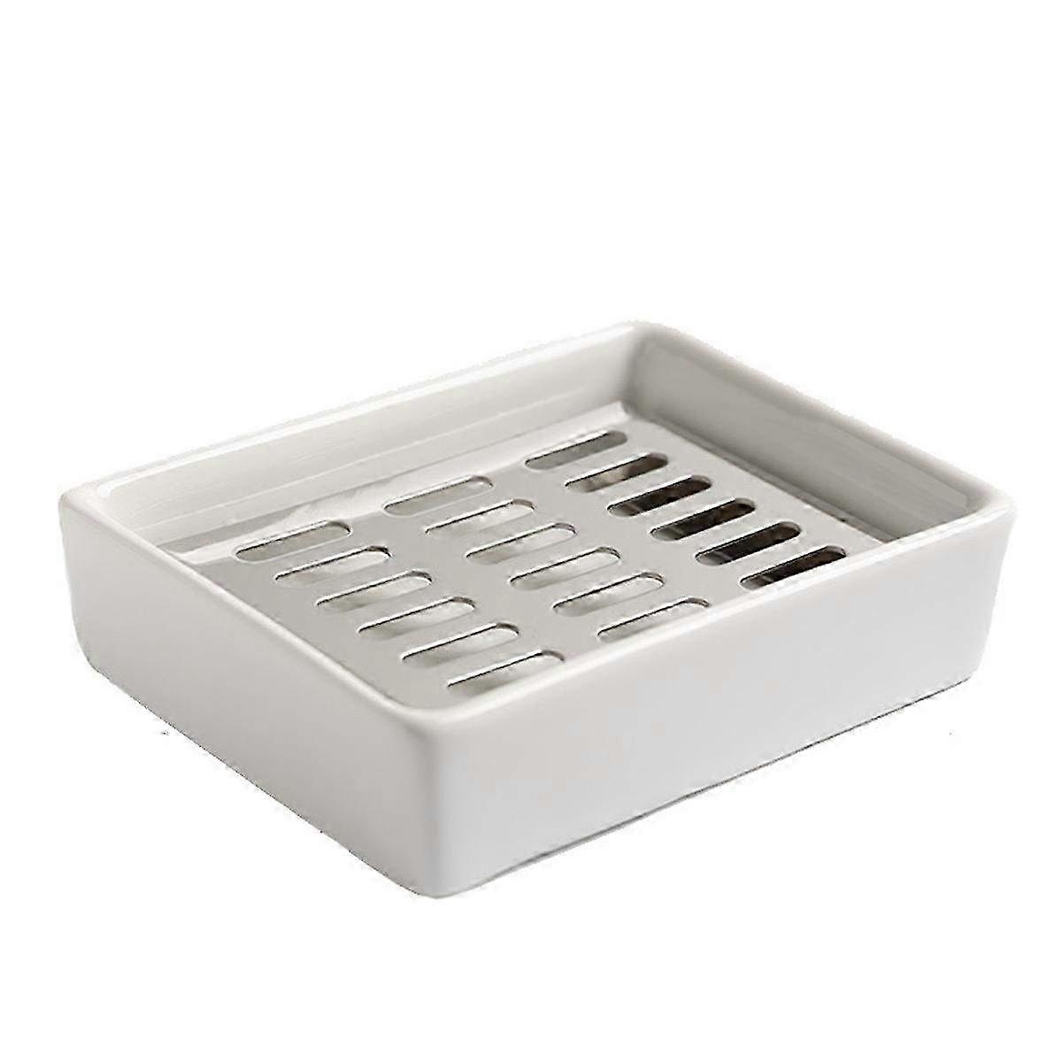 Double Layer Ceramic Soap Dish & Holder for Bath and Shower - Stylish Bathroom Accessory for Organization and Decor