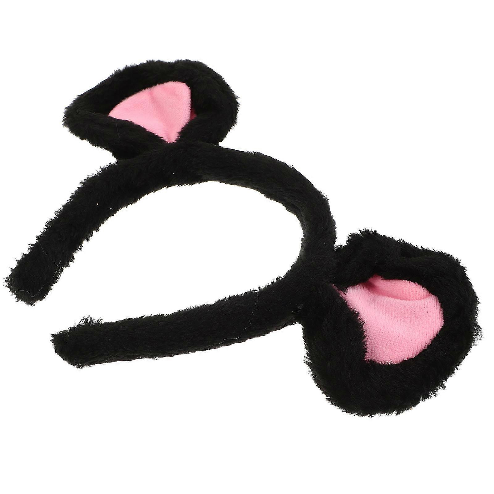 Cute Mouse Ears Headband for Decor with Soft Plush and Plastic Material in Black Color One Size Fits All