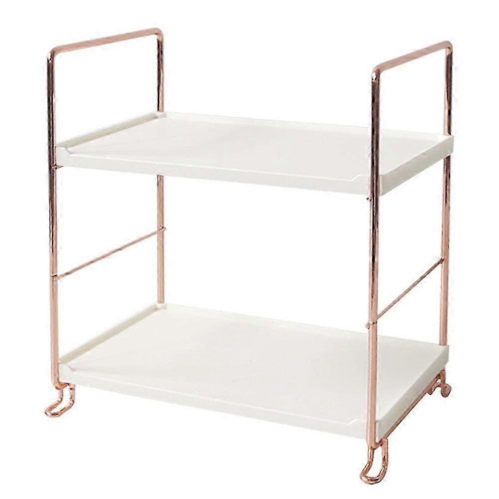 2-Tier Stainless Steel Display Shelf - Modern Storage Rack for Home & Kitchen Organization