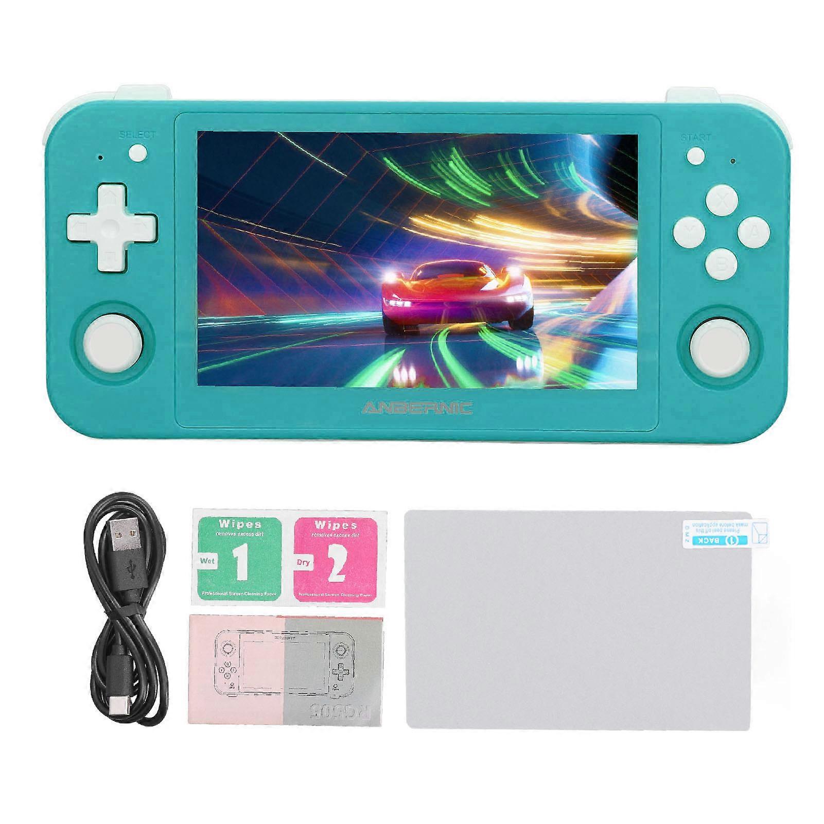 RG505 Handheld Game Machine for PSP 4.95inch OLED Display 64 Bit 128GB 5000mAh Video Game Console Green RG505 Standard 128G English