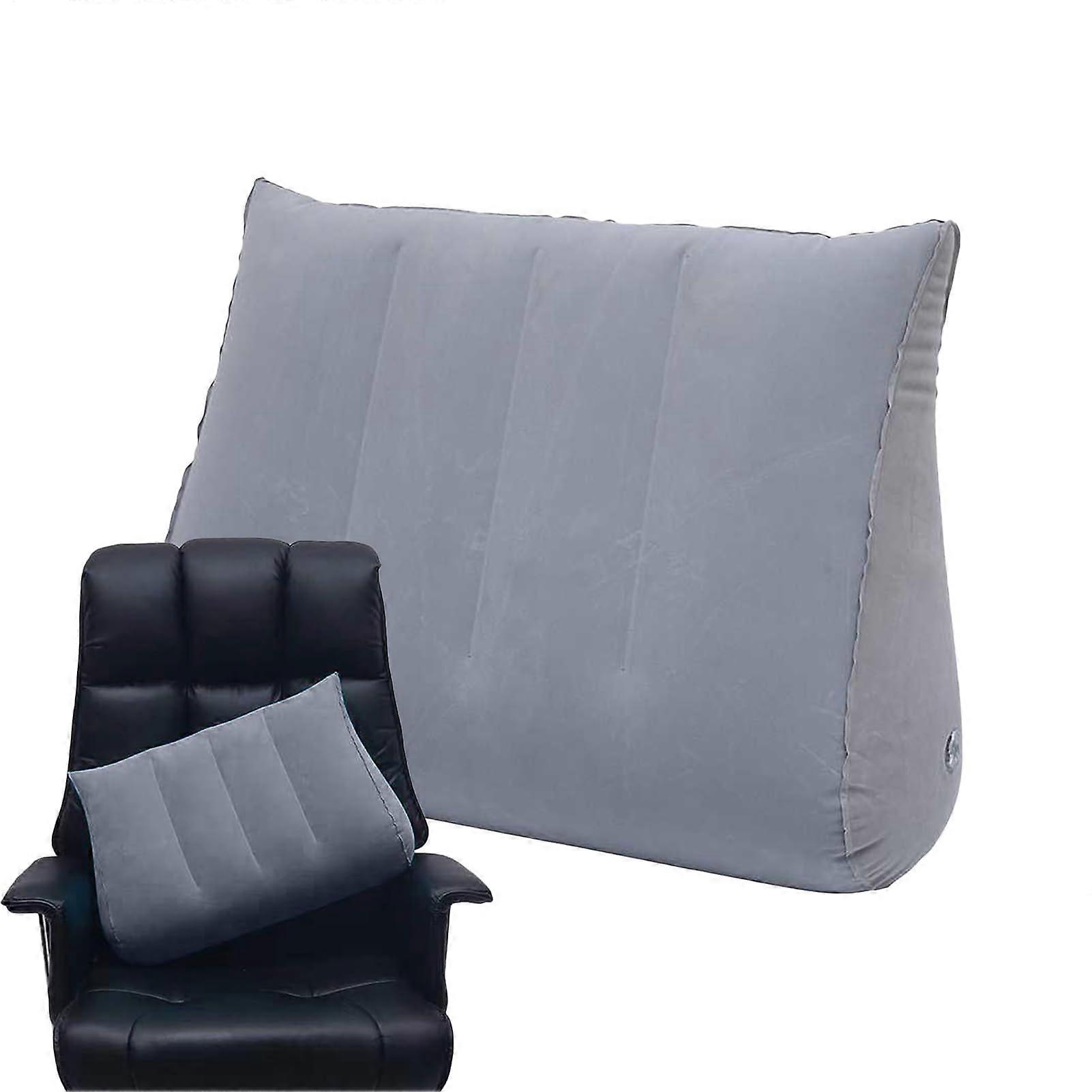 Inflatable Wedge Cushion for Travel - Ergonomic Gray Inclination Support Cushion for Sitting, Reading, Pregnancy
