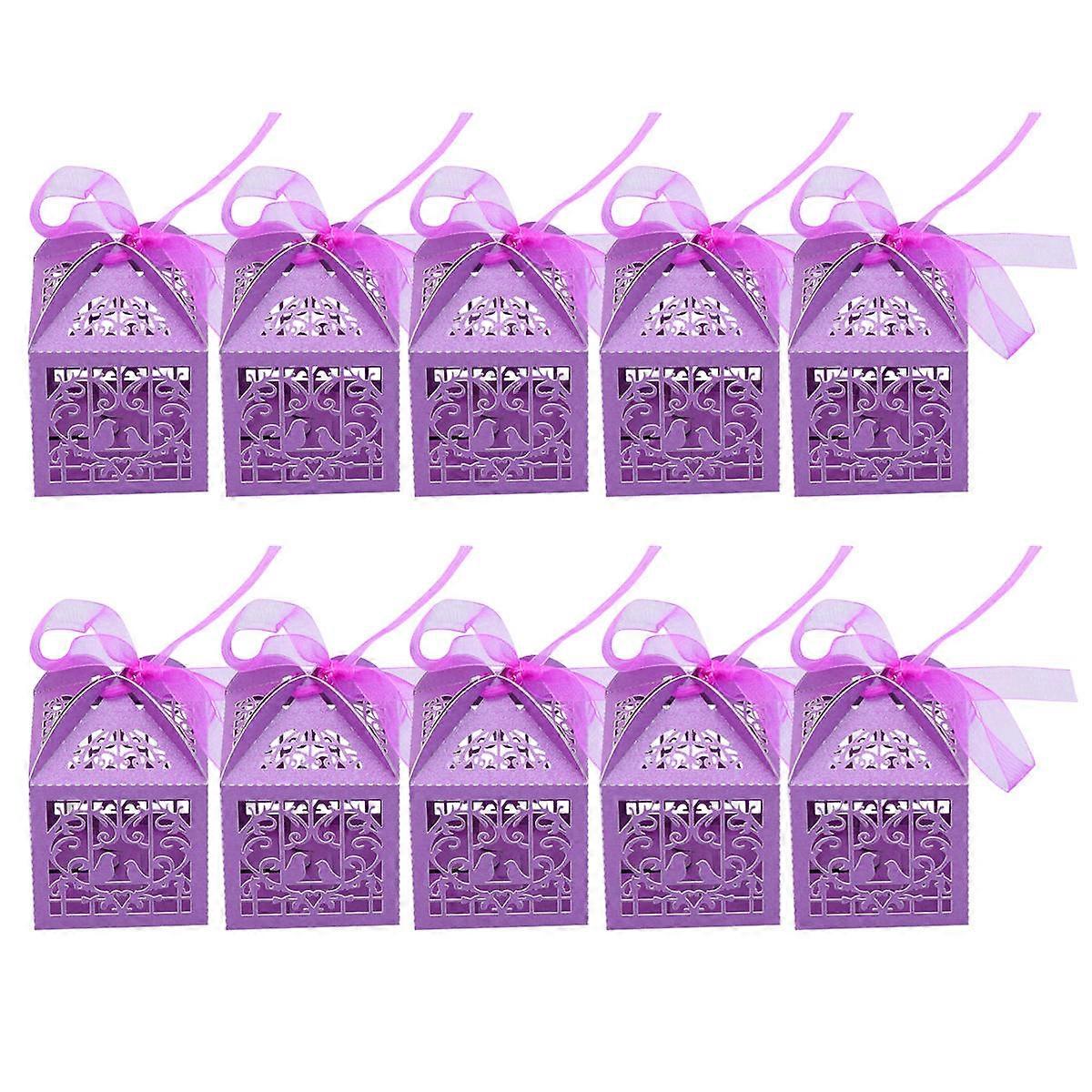 Purple Hollow Candy Box Cake Border for Decor Use 30Pcs Candy Storage Box