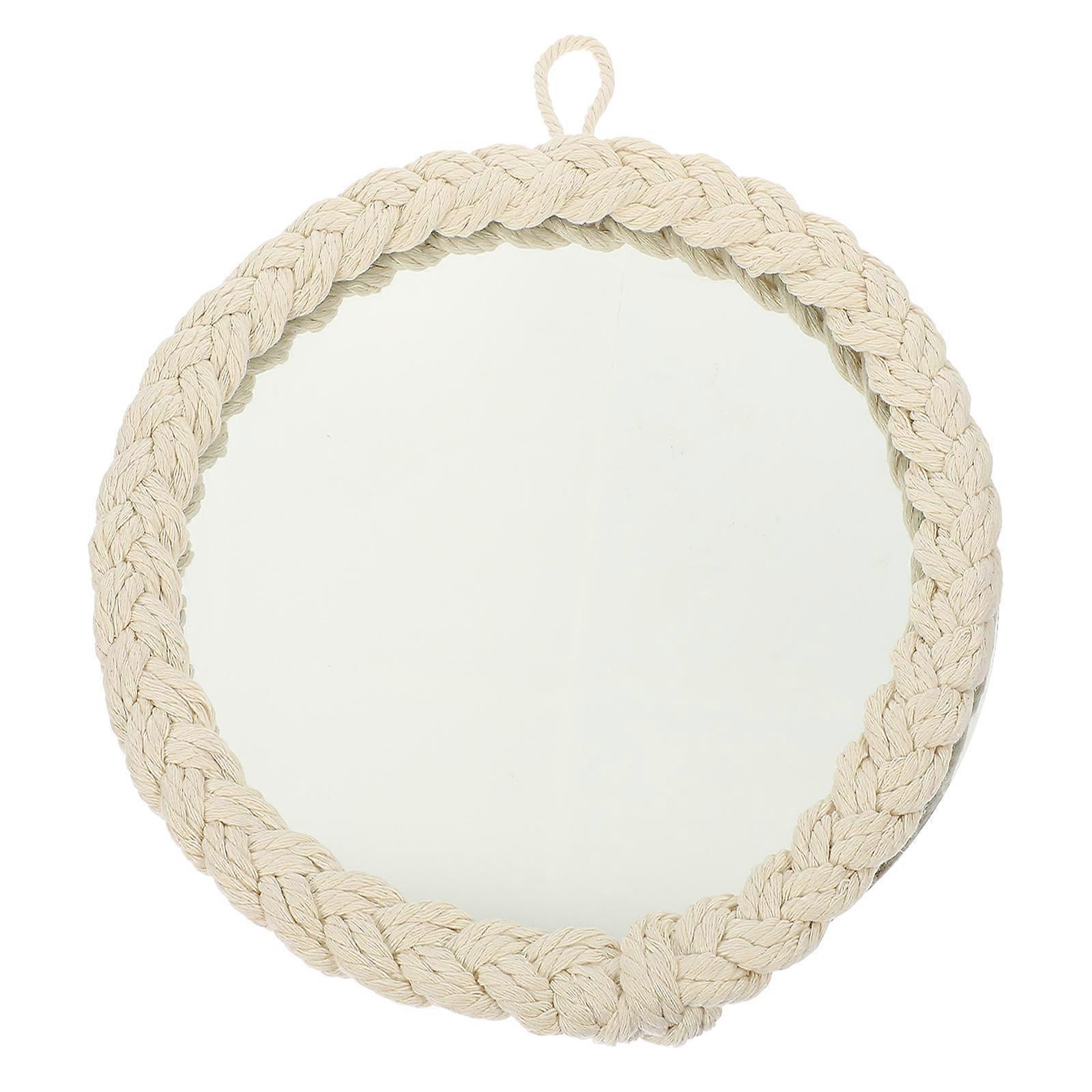 Tapestry Style Mirror for Reflection Cotton Rope Mirror White