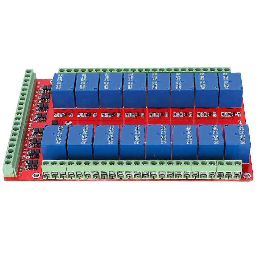 Isolated Type 16 Channel Relay Module Interface Board High/Low Level Trigger (DC 24V)