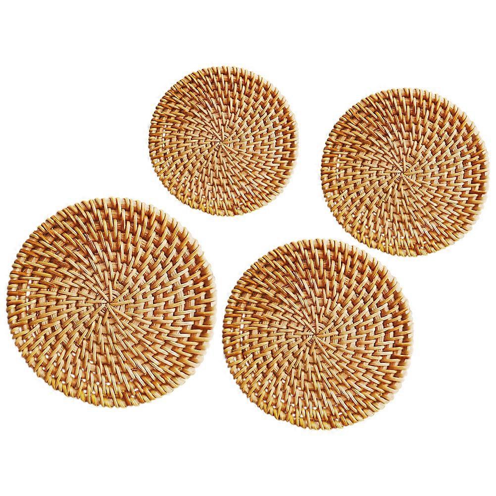 Rattan Woven Table Mat with Synthetic Material Brown Color for Home Use 4 Pieces