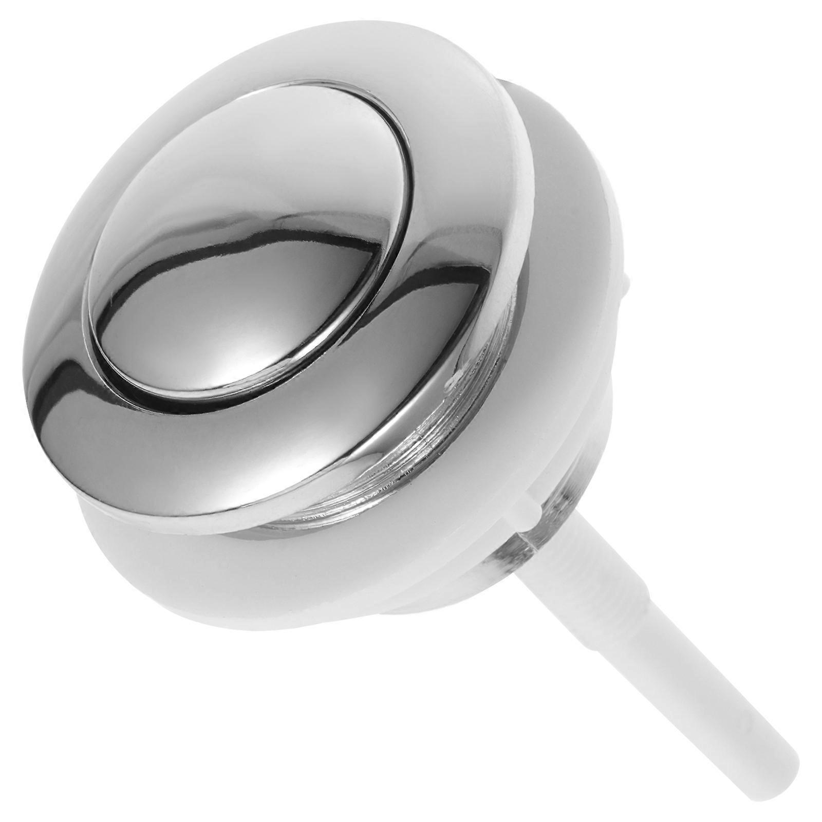 Toilet Flush Button for Home Use Silver ABS Material Round Valve Stem Single Flushing 1.57 Inches Diameter