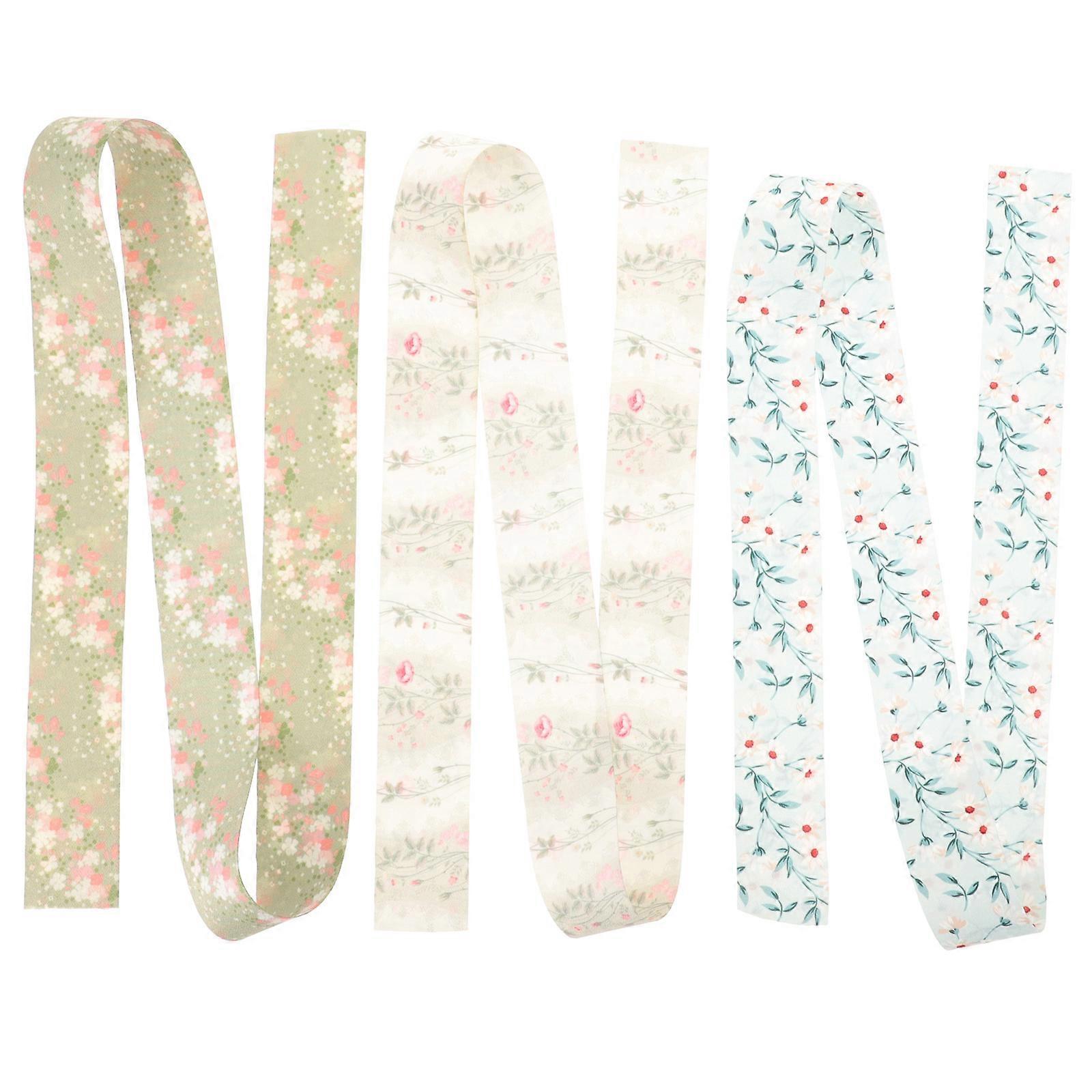 3 Rolls of Decorative Floral DIY Wired Ribbon for Wreaths and Ribbon Decor