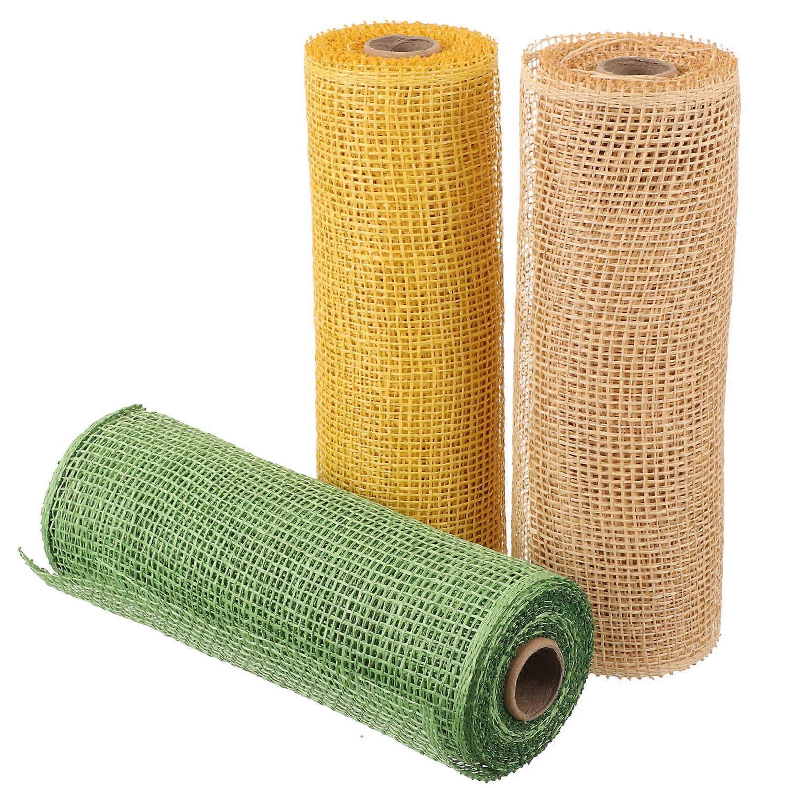 Plastic Burlap Mesh for Decoration with 3Pcs Burlap Rolls for DIY Crafts