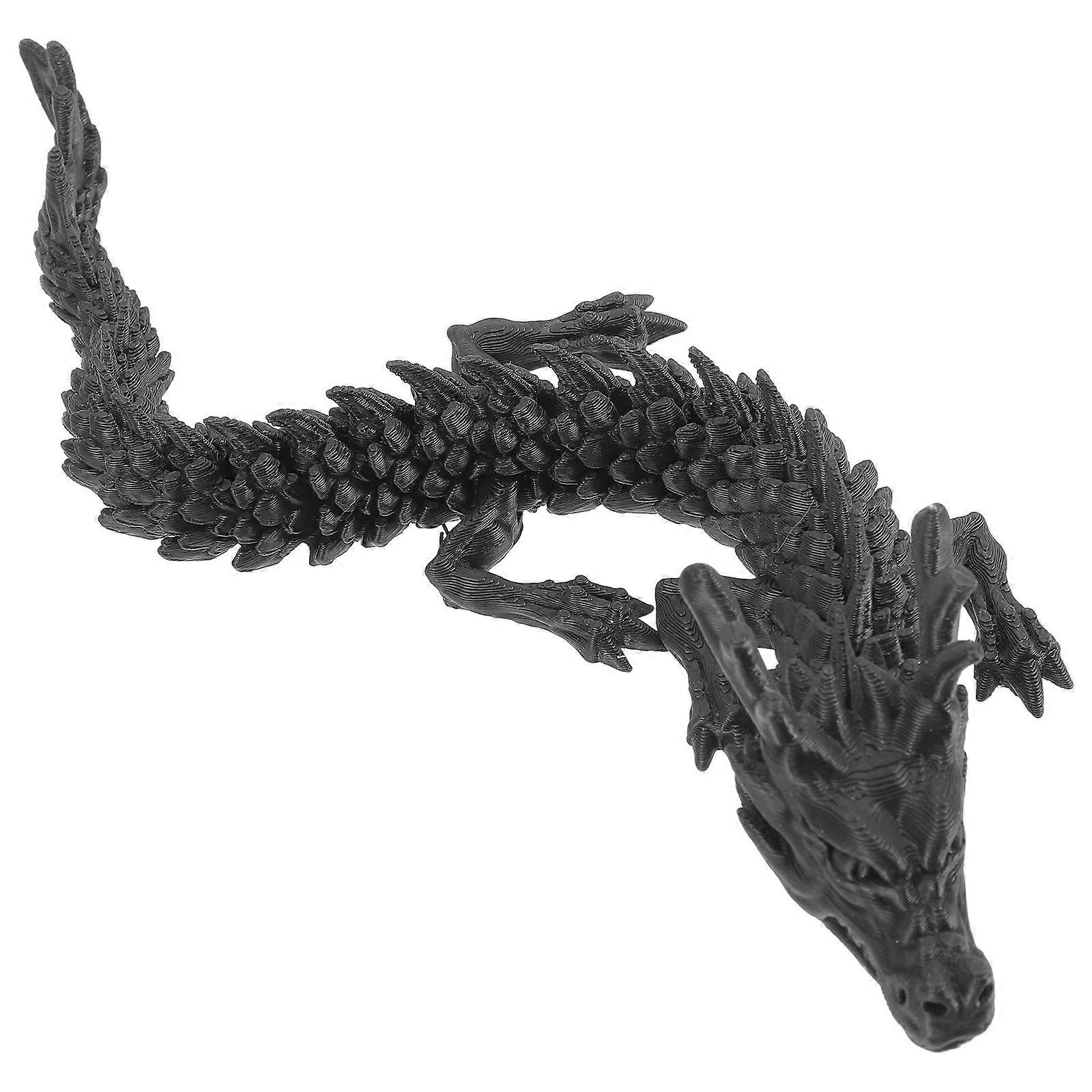 Rotatable Joints Dragon Shape Model Decor For Living Room And Office Use In Black Resin Material 1Set