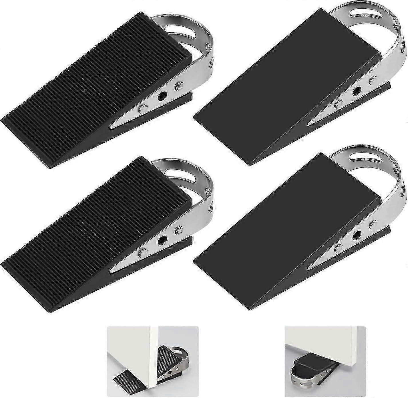 ラバードアウェッジ、4ピースドアウェッジ可動ドアストッパーブラックドア保護滑り止めラバーウェッジ