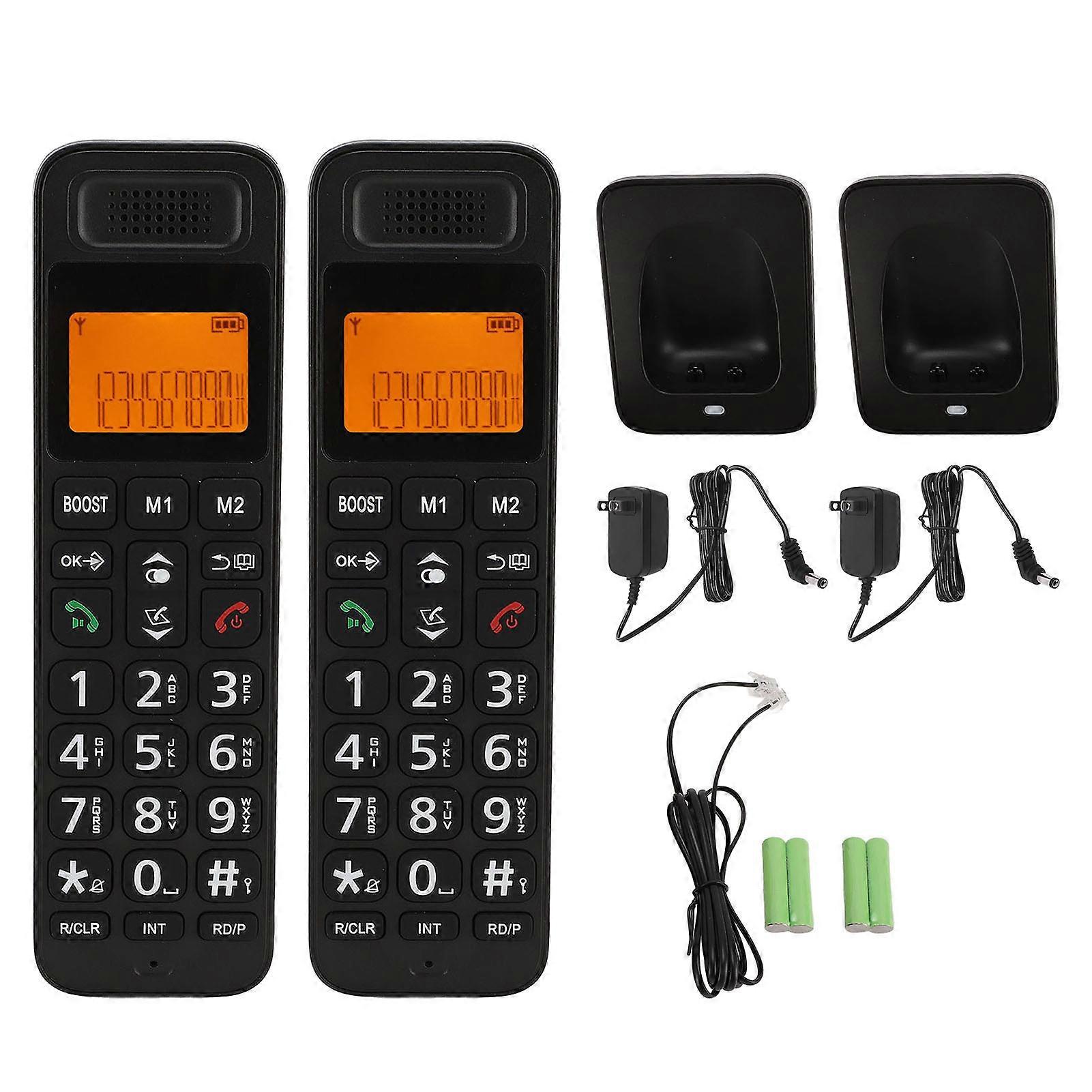 Yellow Backlit LCD Display DECT 6.0 Cordless Home Phone with 2 Handset Full Duplex Speakerphone Large Button Call Blocking for Seniors