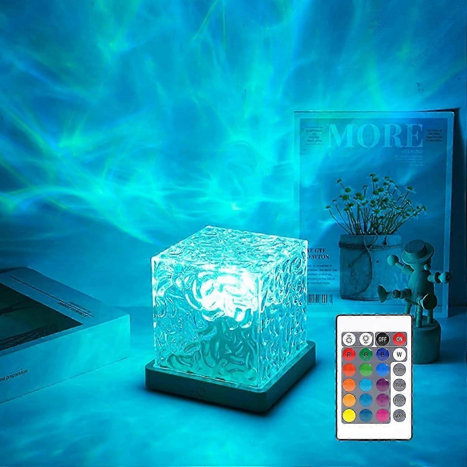 Northern Lights Ocean Wave Projector Light,16 Colors Gradual Rotating Water Cubez
