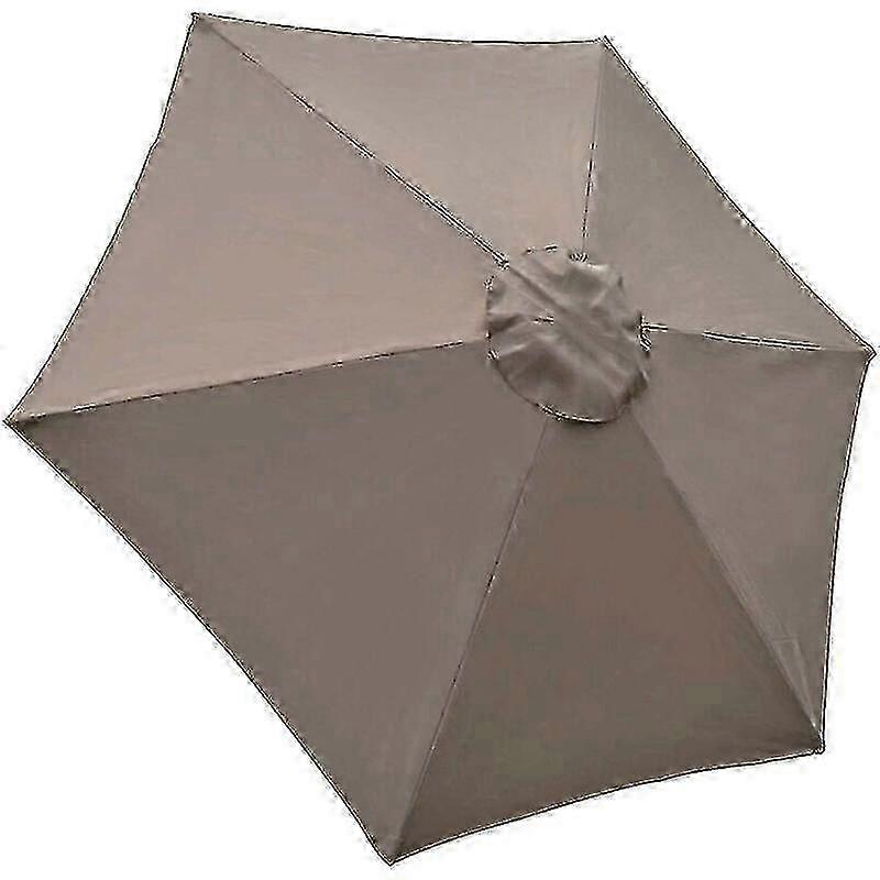 Parasol Replacement Cover with 6 Ribs, 2m Waterproof & Anti-UV Fabric, Khaki Color - Ideal for Replacement Fabric Needs