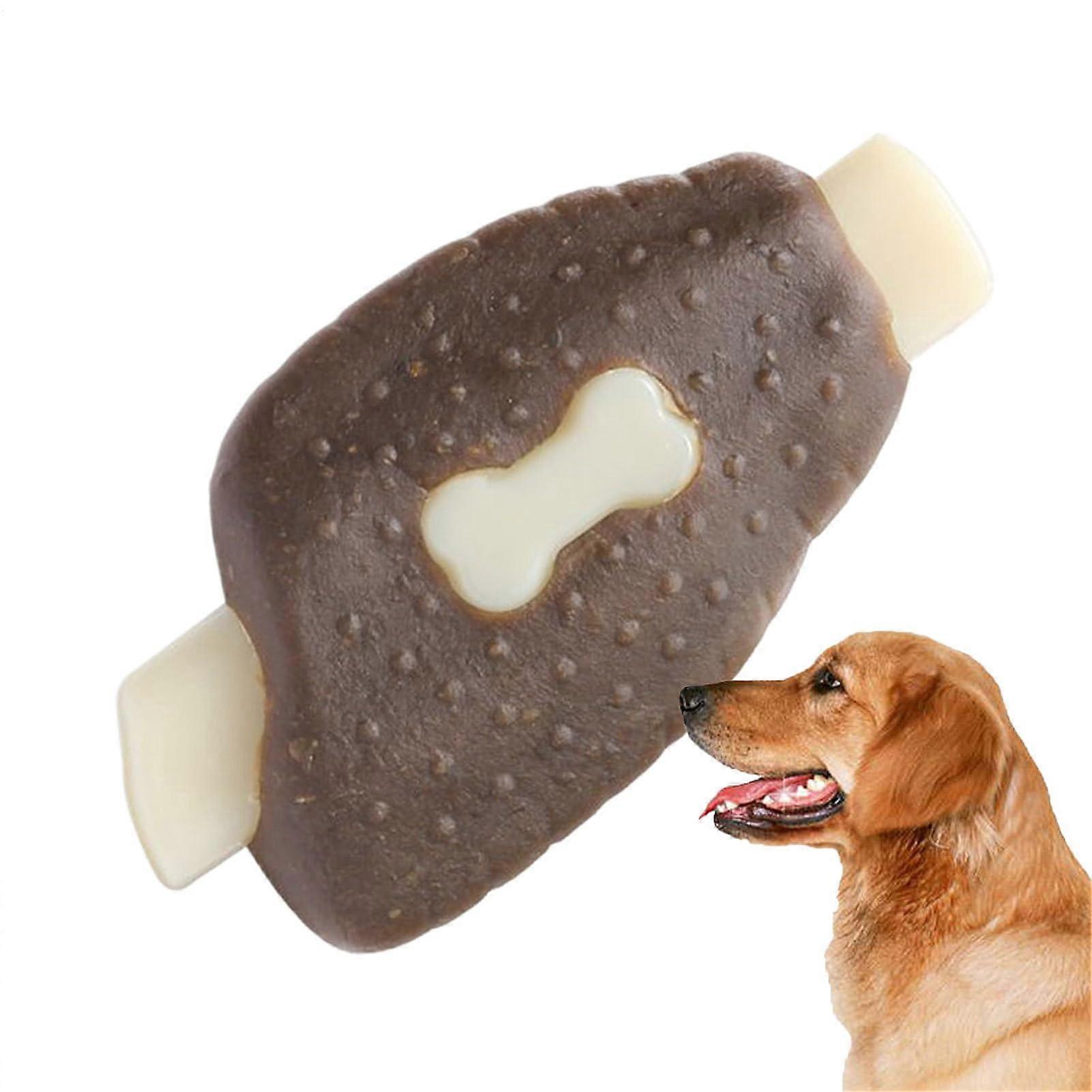 Aggressive Dog Chew Toys Bite-Resistant Real Beef Bone Teeth-Cleaning Toy for Aggressive Chewers Indoor Outdoor