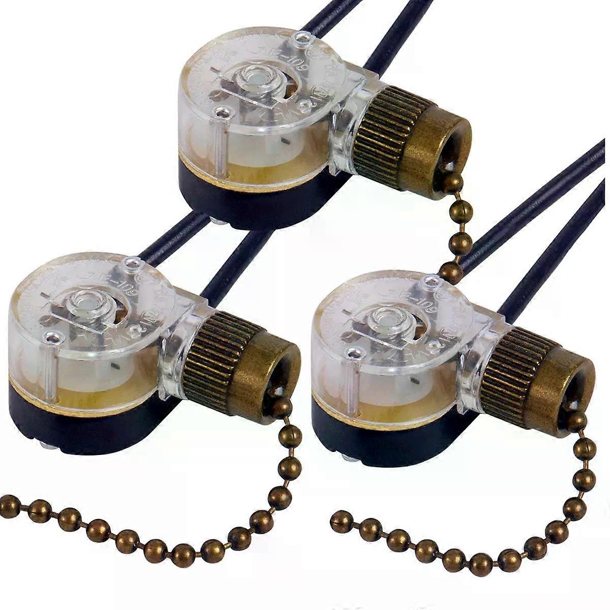 ABBO-3Pack Ceiling Fan Light Switch ZE-109 Fan Switch Ceiling Pull Chain Switch Replacement (Bronze)
