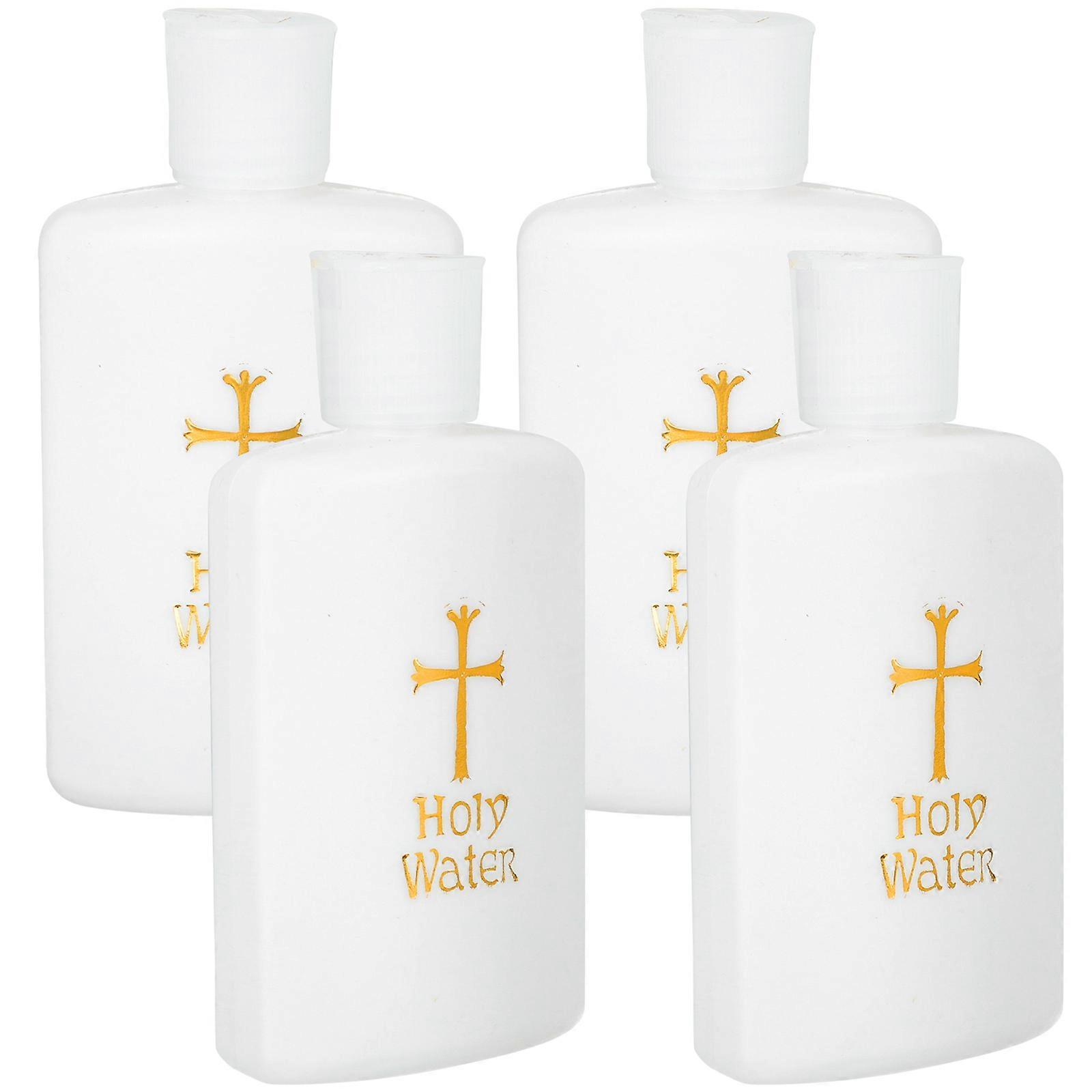 4pcs Refillable Holy Water Bottles with Cross Design – Leak Proof Containers for Weddings, Baptisms, Festivals, and Religious Decorations