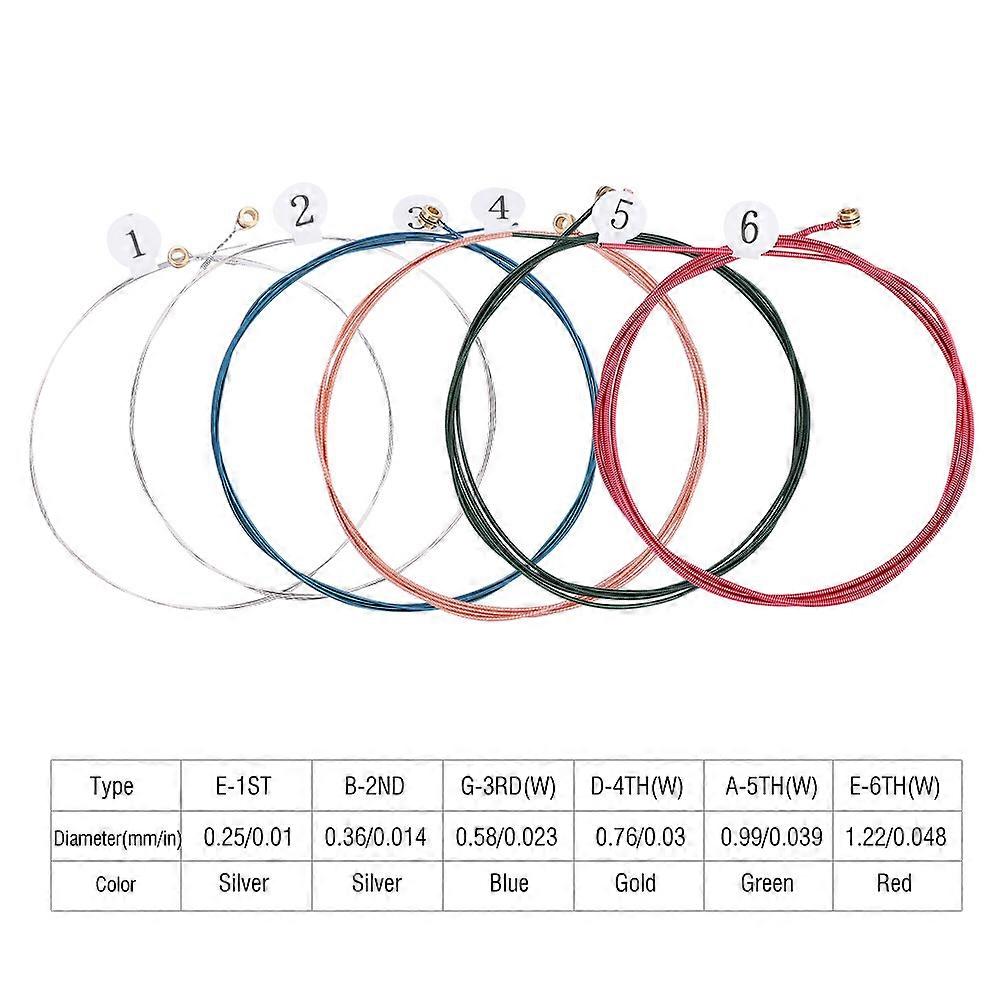 6 PCS Extra Light Colorful Phosphor Bronze Acoustic Guitar Strings