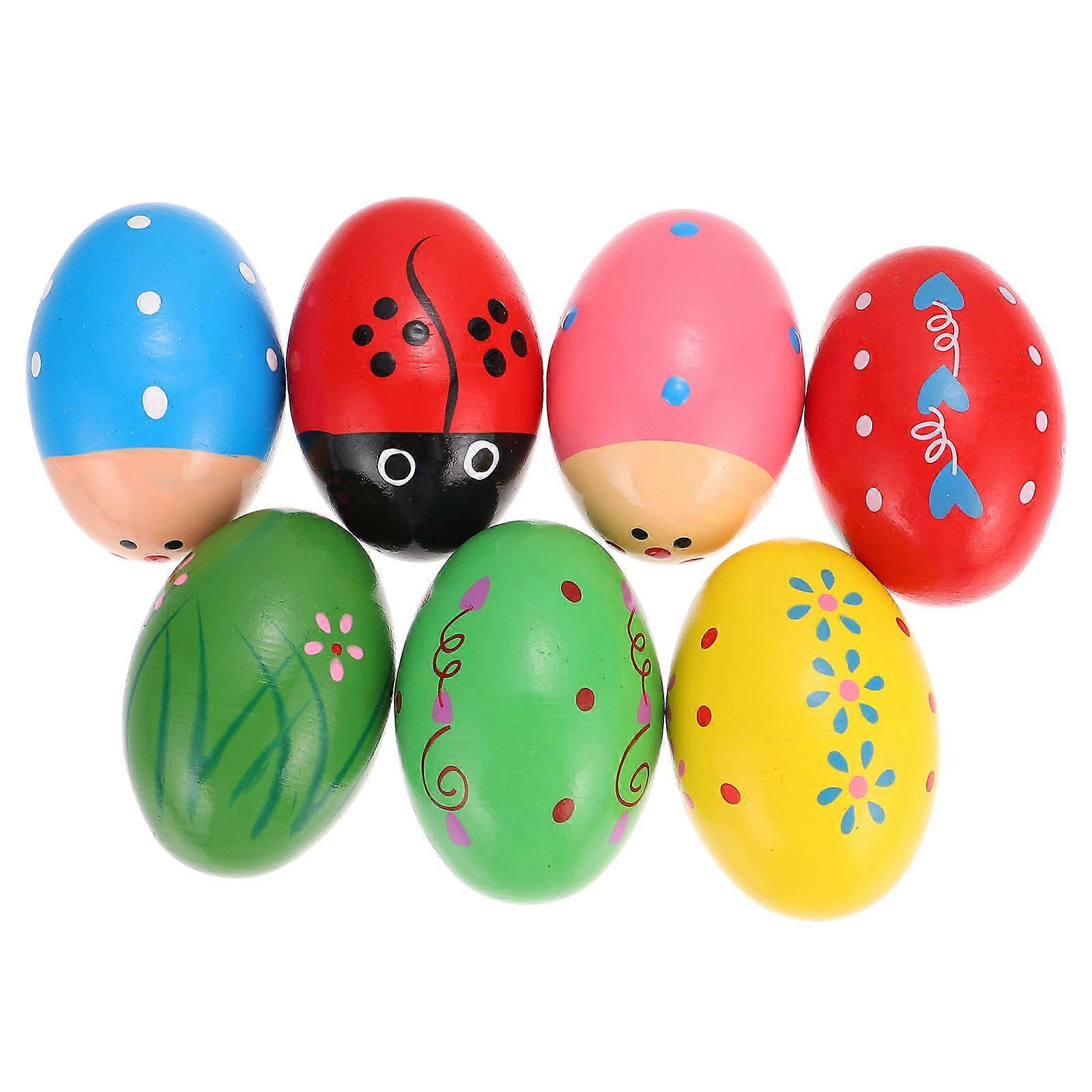 Percussion Egg Shakers Wooden Musical Toys for Kids Assorted Color with Sound for Playtime 7Pack