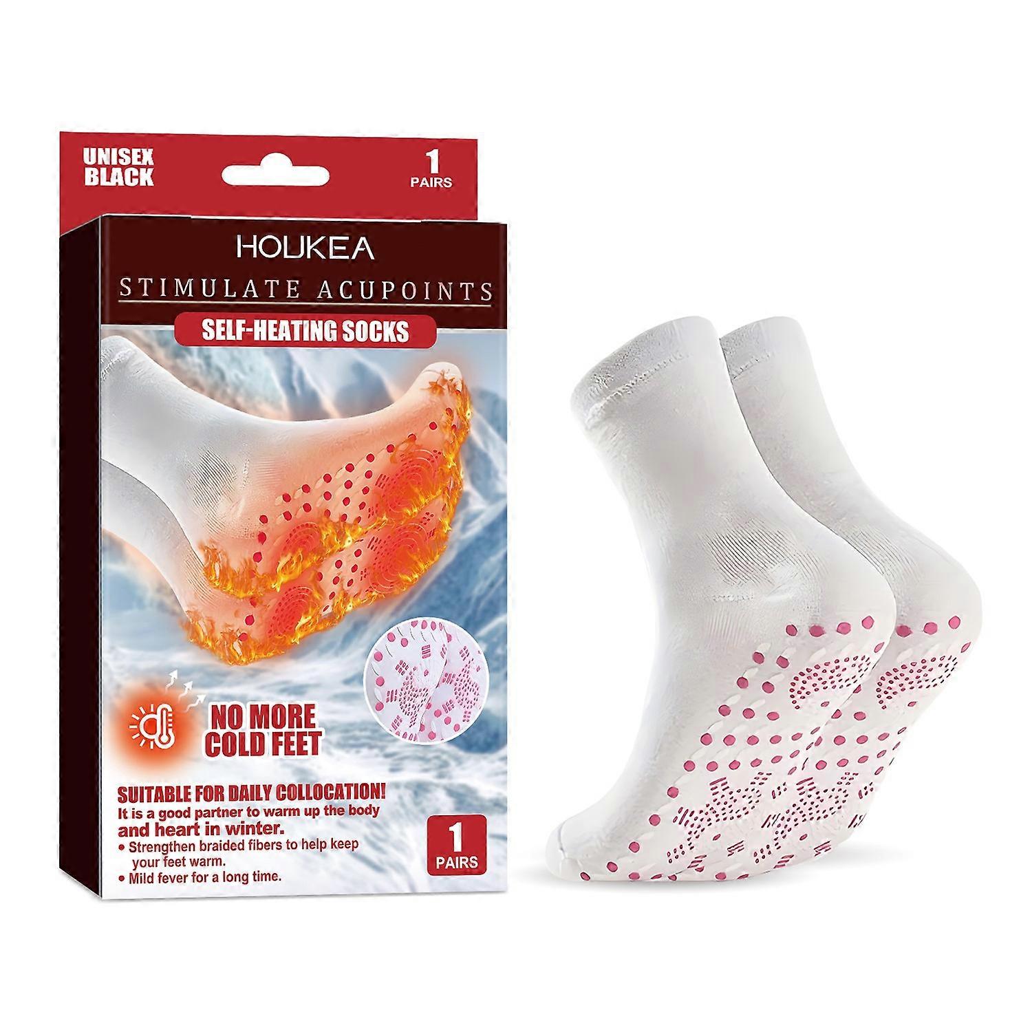 1-6x HOUKEA HKA06-A019-2-MK1 1 Pair Winter Warm Socks Wind-Proof Outdoor Sports Self-Heating Massage