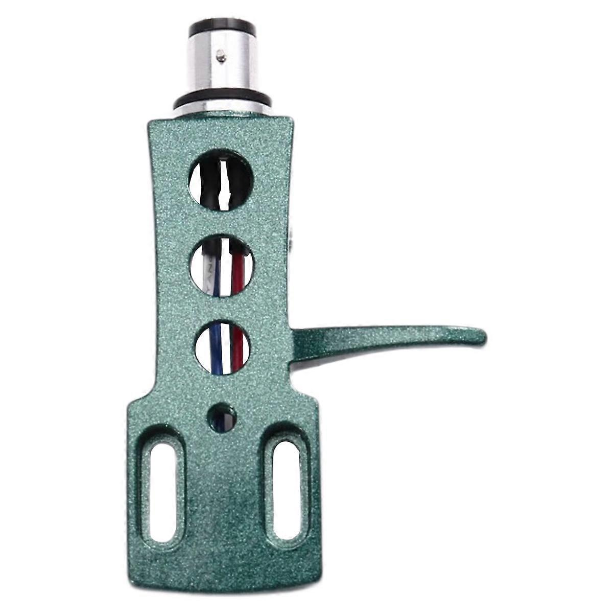 Universal HiFi DJ LP Turntable Headshell Mount Aluminum Alloy Chrome Plated 4PIN Connector Includes Wires Green