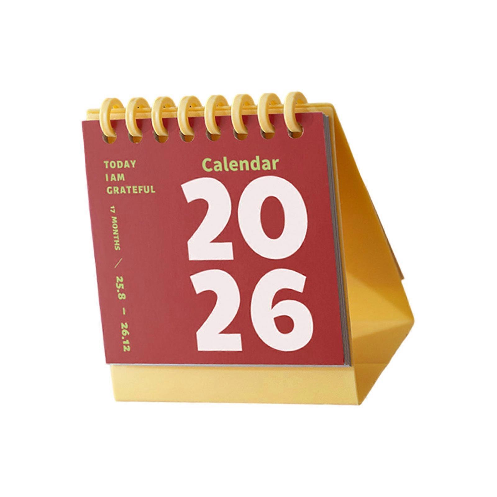2026 Desk Calendar Twin-Coil Binding Tabletop Calendar 12 month Runs from Jan 2026 to Dec 2026 For Daily Scheduling Yellow