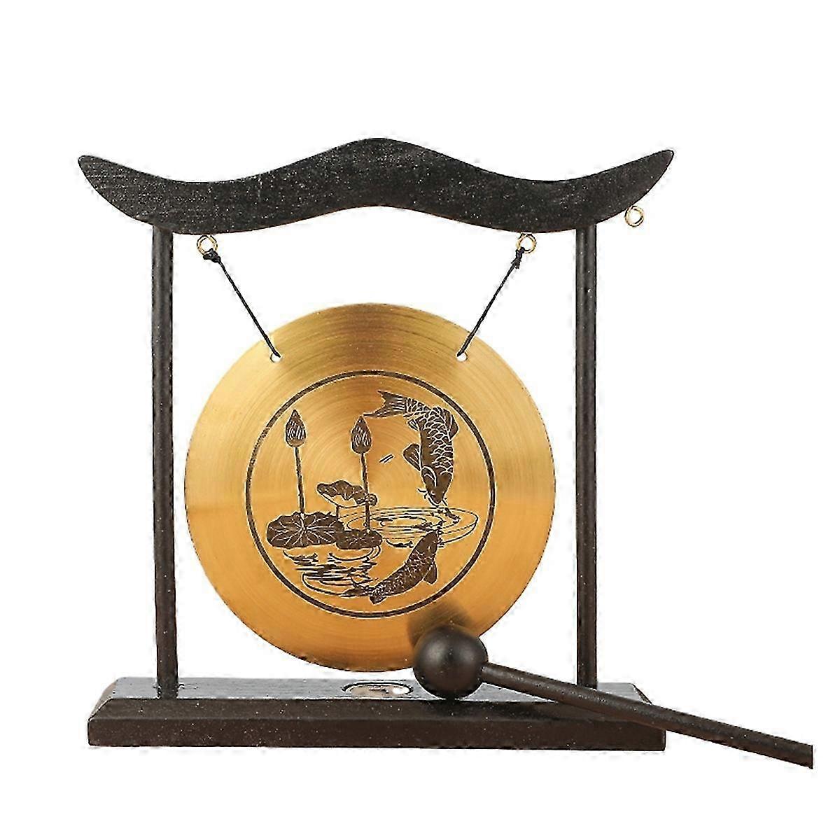 Mini Desktop Gong Instrument Cymbals Gong with Mallet for Home Deco-C