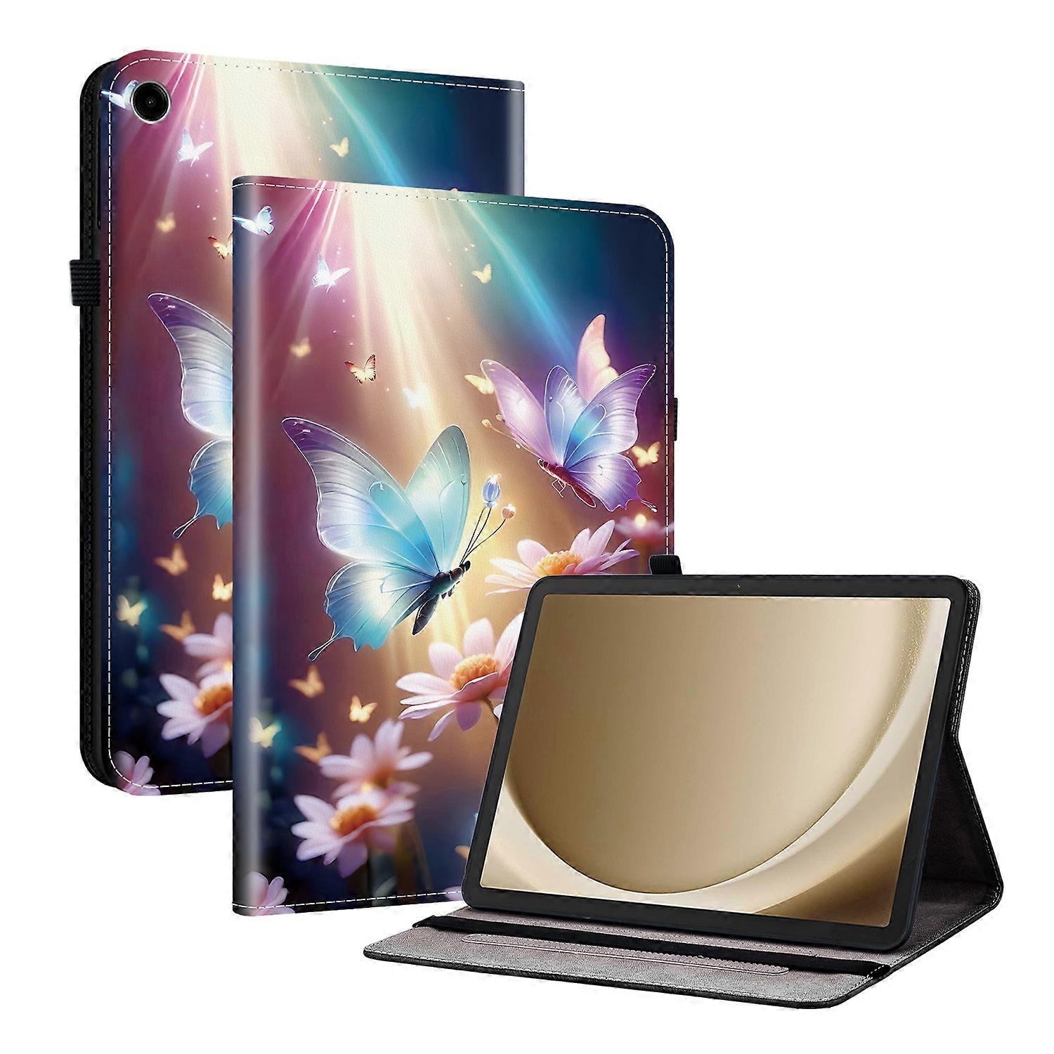 TKdaddy For Samsung Galaxy Tab A11+ Leather Case Pattern Printed Stand Tablet Cover with Card Slots Butterfly Floral