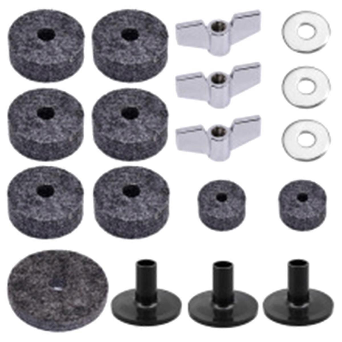 18PCS Cymbal Replacement Accessories Drum Parts with Cymbal Stand Felts Drum Cymbal Felt Pads Include Wing Nuts Washers